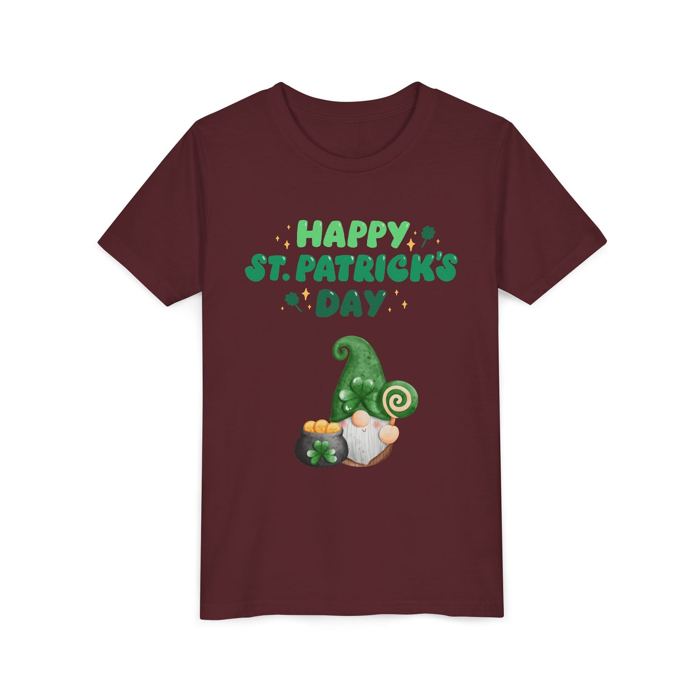 Happy St. Patrick's Day Gnome Youth Tee | Shamrock, Pot of Gold