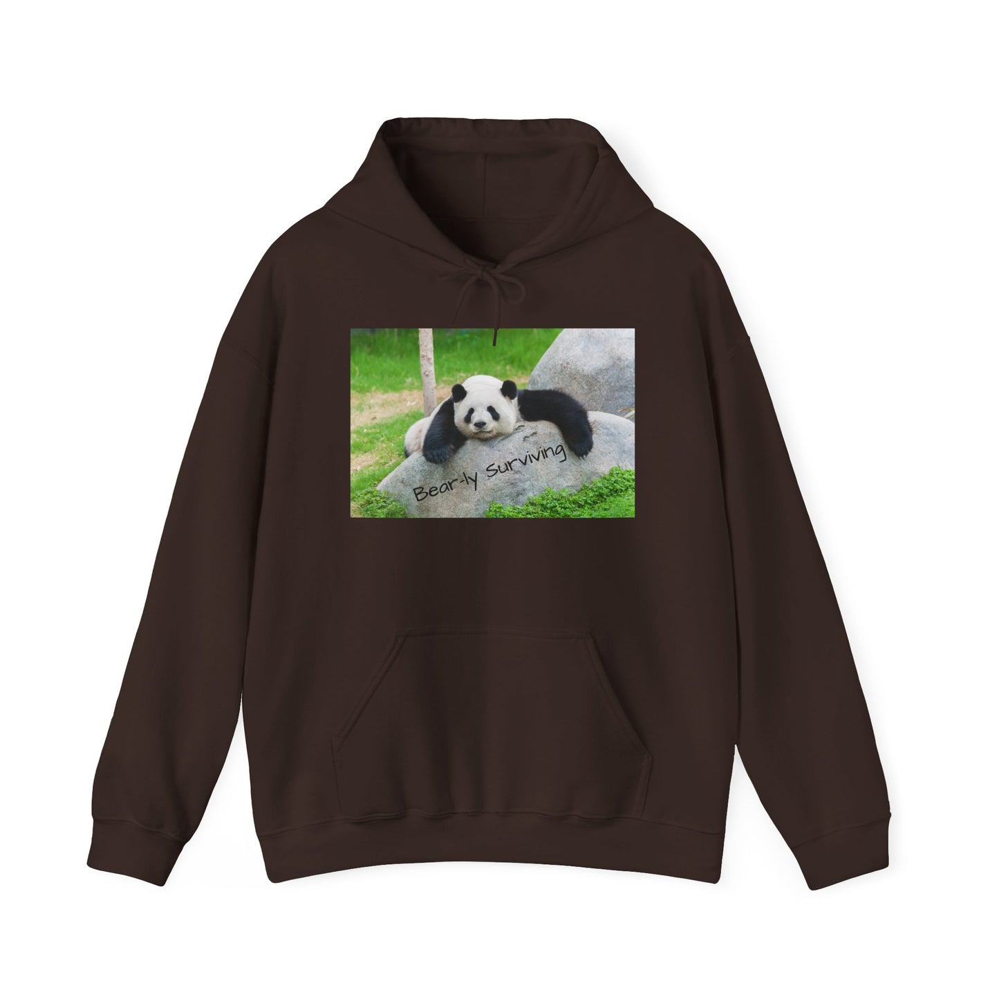 Funny Panda Hoodie | Bear-ly Surviving Sweatshirt | Lazy Mood Cozy Hoodie | Mental Health Humor Gift | Unisex Loungewear | Panda Lover
