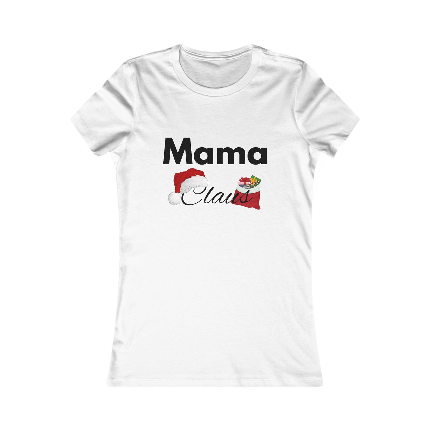 Mama Claus Christmas Shirt - Festive Holiday Tee for Moms with Santa Hat and Santa bag Design