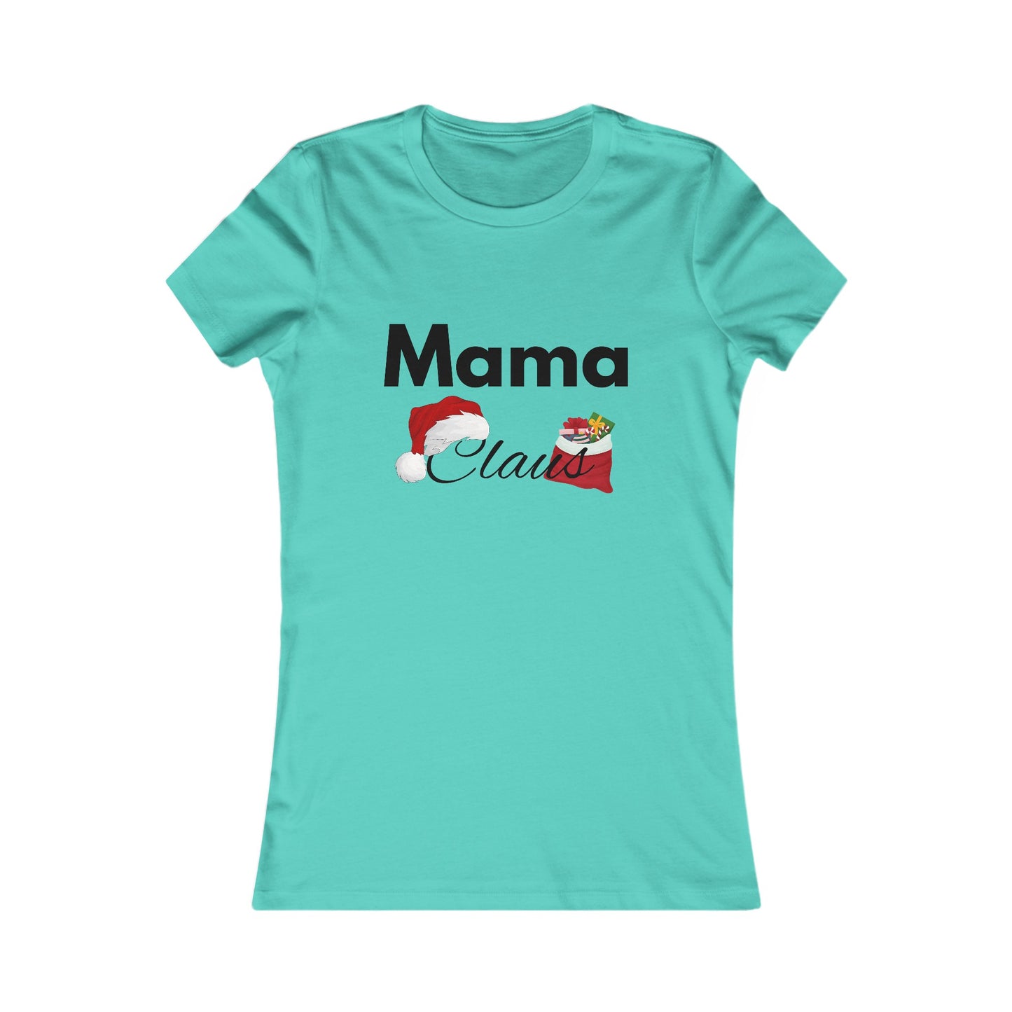 Mama Claus Christmas Shirt - Festive Holiday Tee for Moms with Santa Hat and Santa bag Design