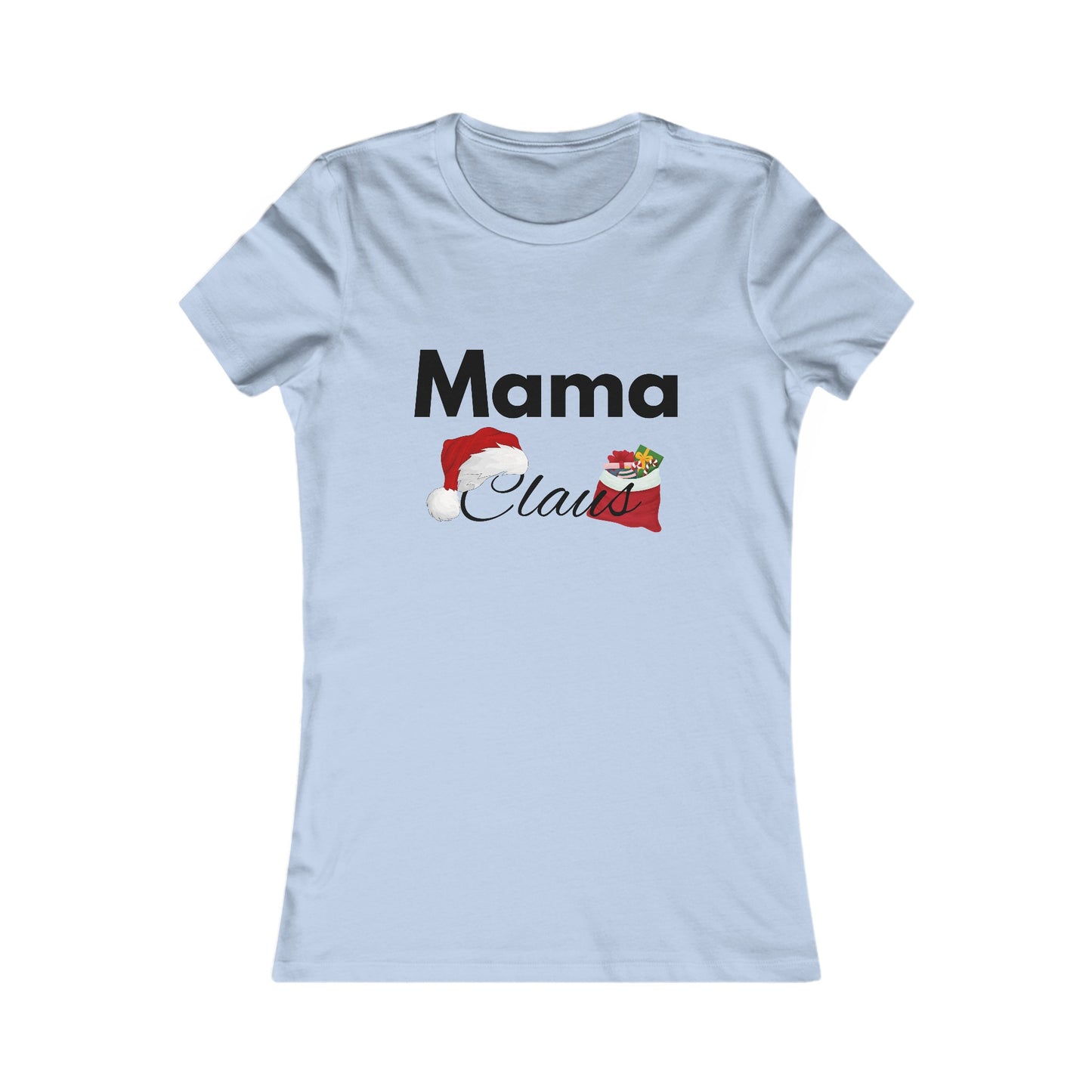 Mama Claus Christmas Shirt - Festive Holiday Tee for Moms with Santa Hat and Santa bag Design