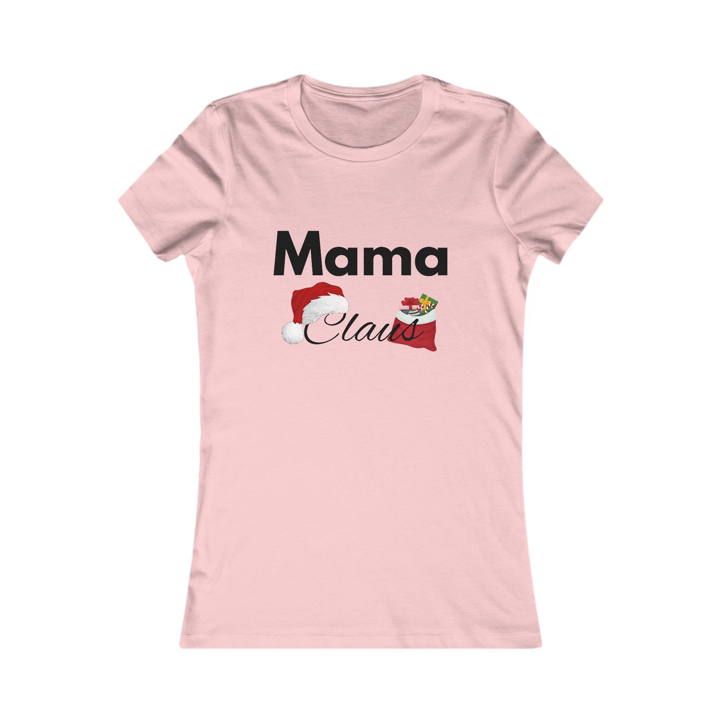 Mama Claus Christmas Shirt - Festive Holiday Tee for Moms with Santa Hat and Santa bag Design