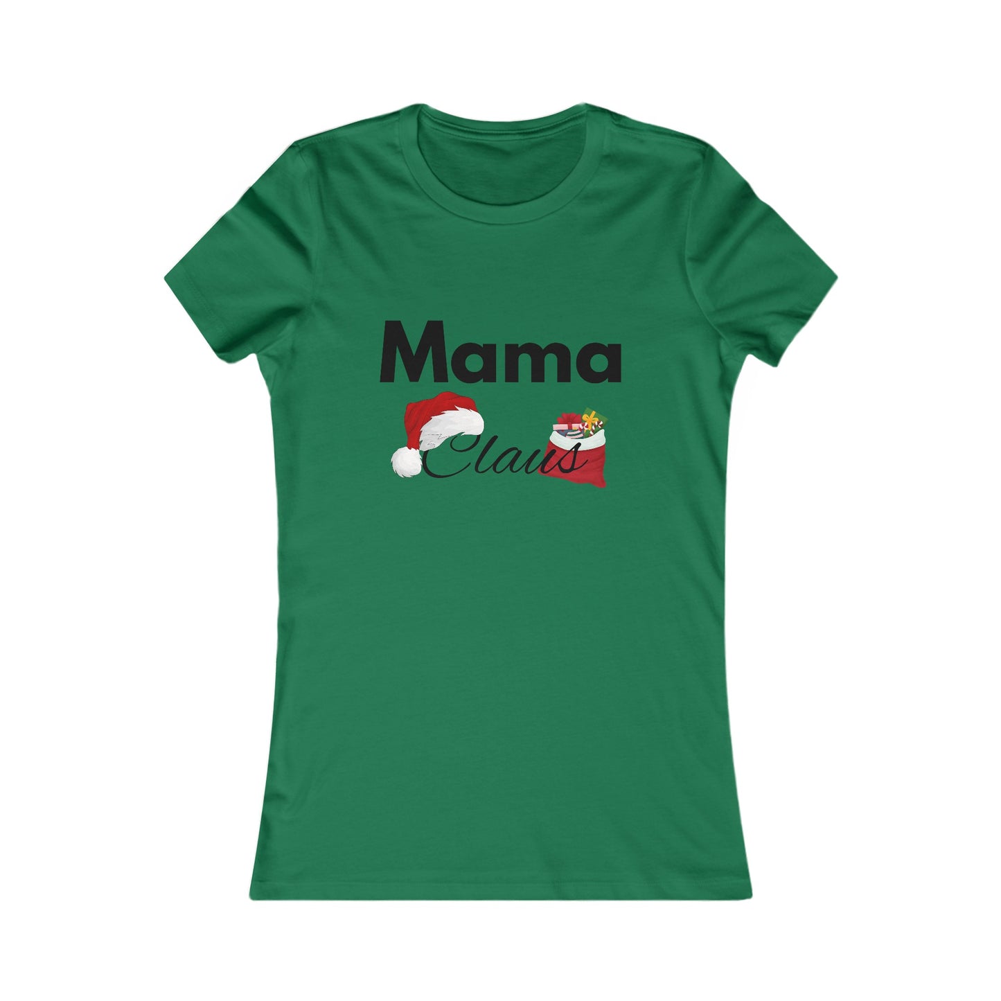 Mama Claus Christmas Shirt - Festive Holiday Tee for Moms with Santa Hat and Santa bag Design