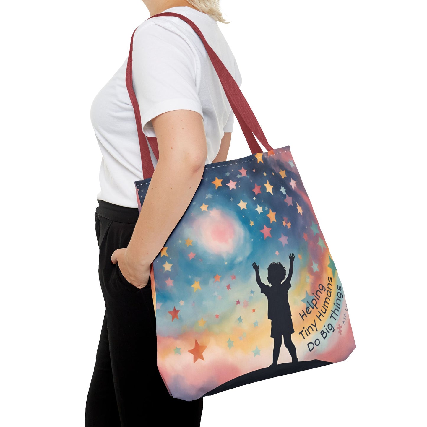 Helping Tiny Humans Do Big Things Tote - Inspiring Kids to Reach for the Stars