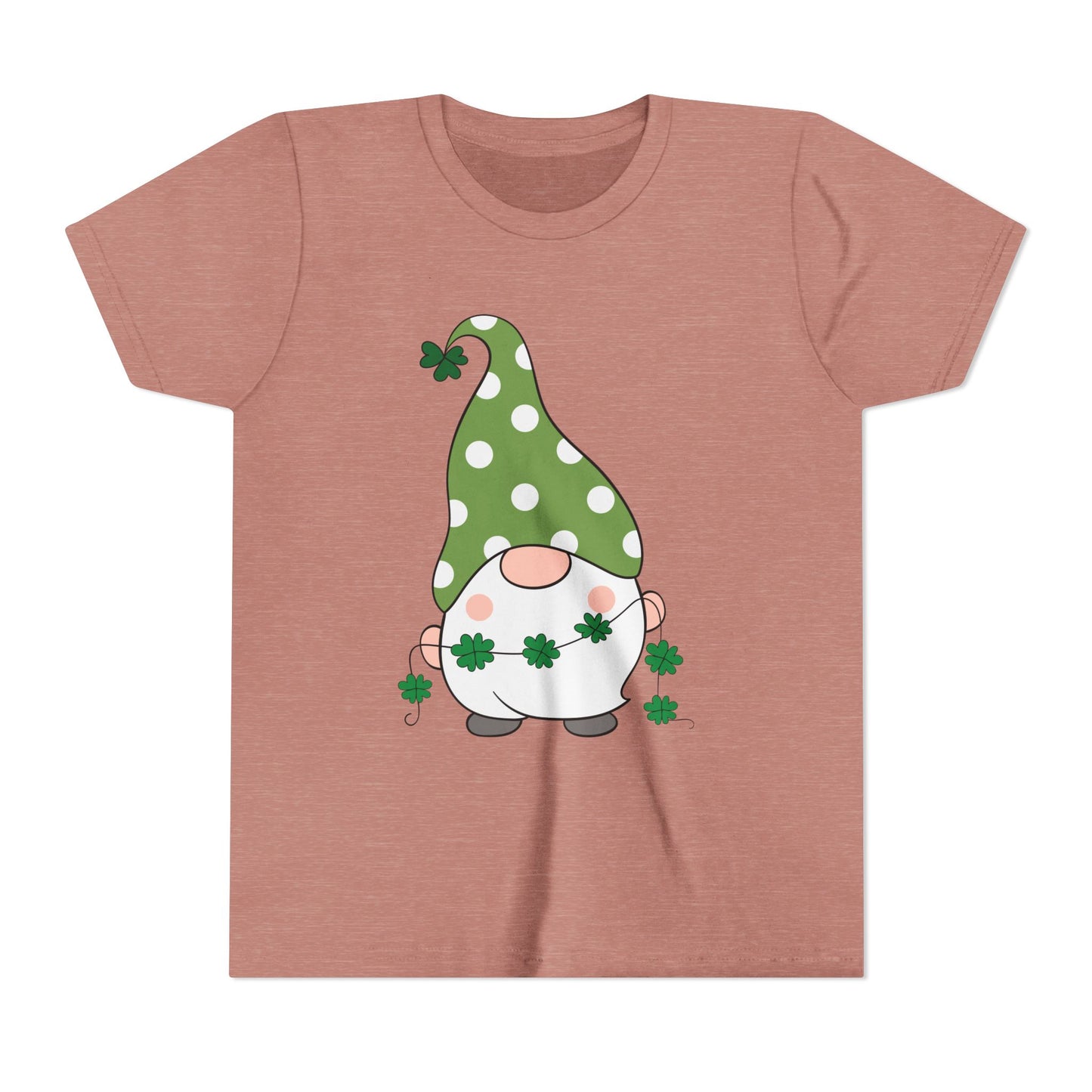 St. Patricks Gnome Youth Tee | Green Polka Dot Hat with Shamrocks