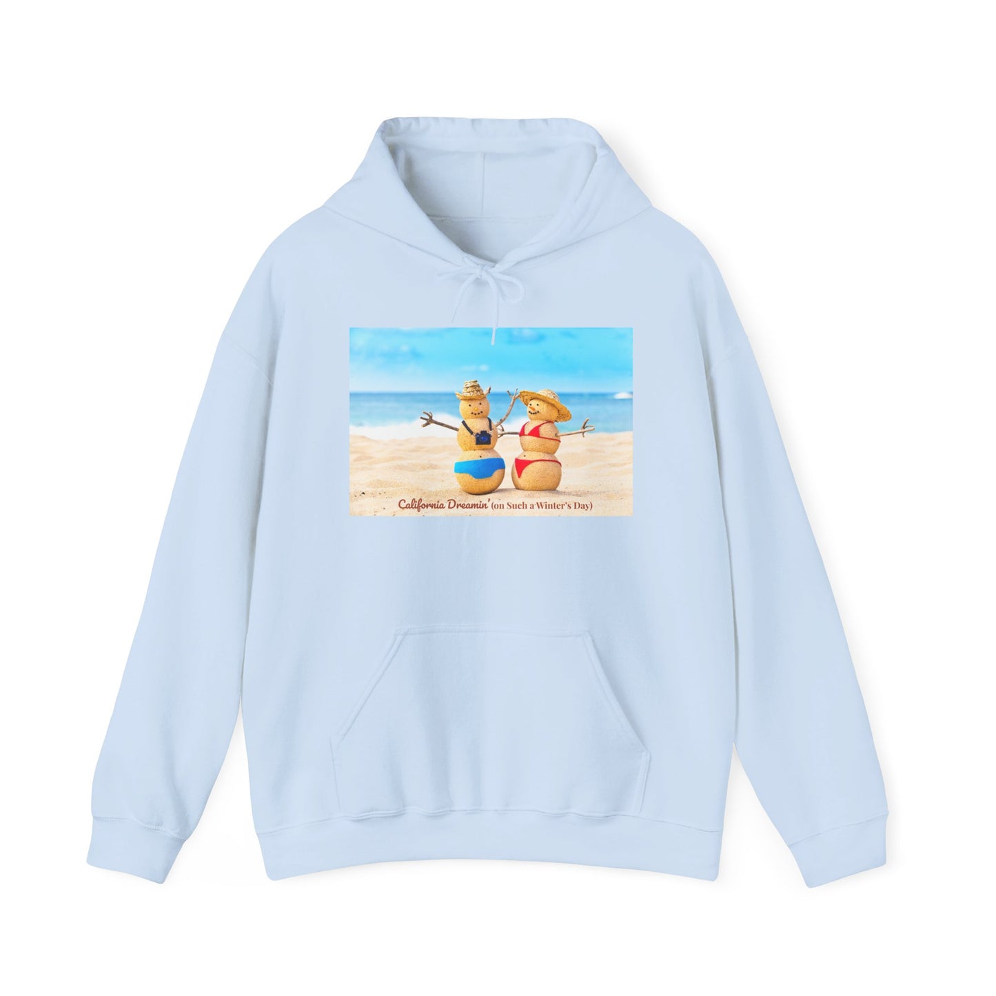 Funny Christmas Beach Hoodie | Mr. & Mrs. Sand Snowman | California Holiday Sweatshirt | Warm Coastal Gift | Unisex Winter Hoodie