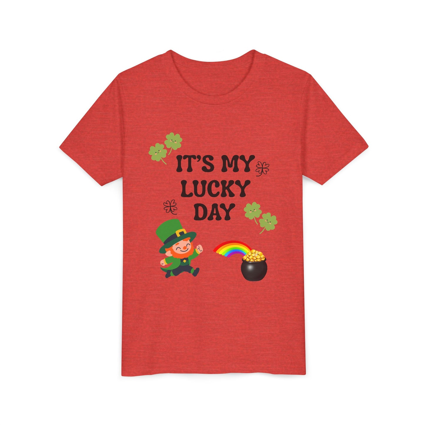 It's My Lucky Day Youth Tee | St. Patrick's Day Leprechaun, Shamrocks, Rainbow Pot of Gold