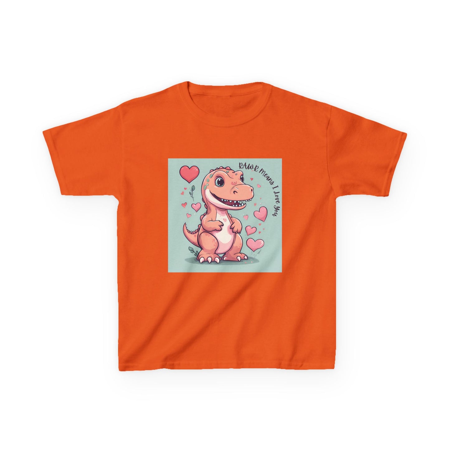 RAWR Means I LOVE YOU - Tan Dino Valentine's Kids Tee