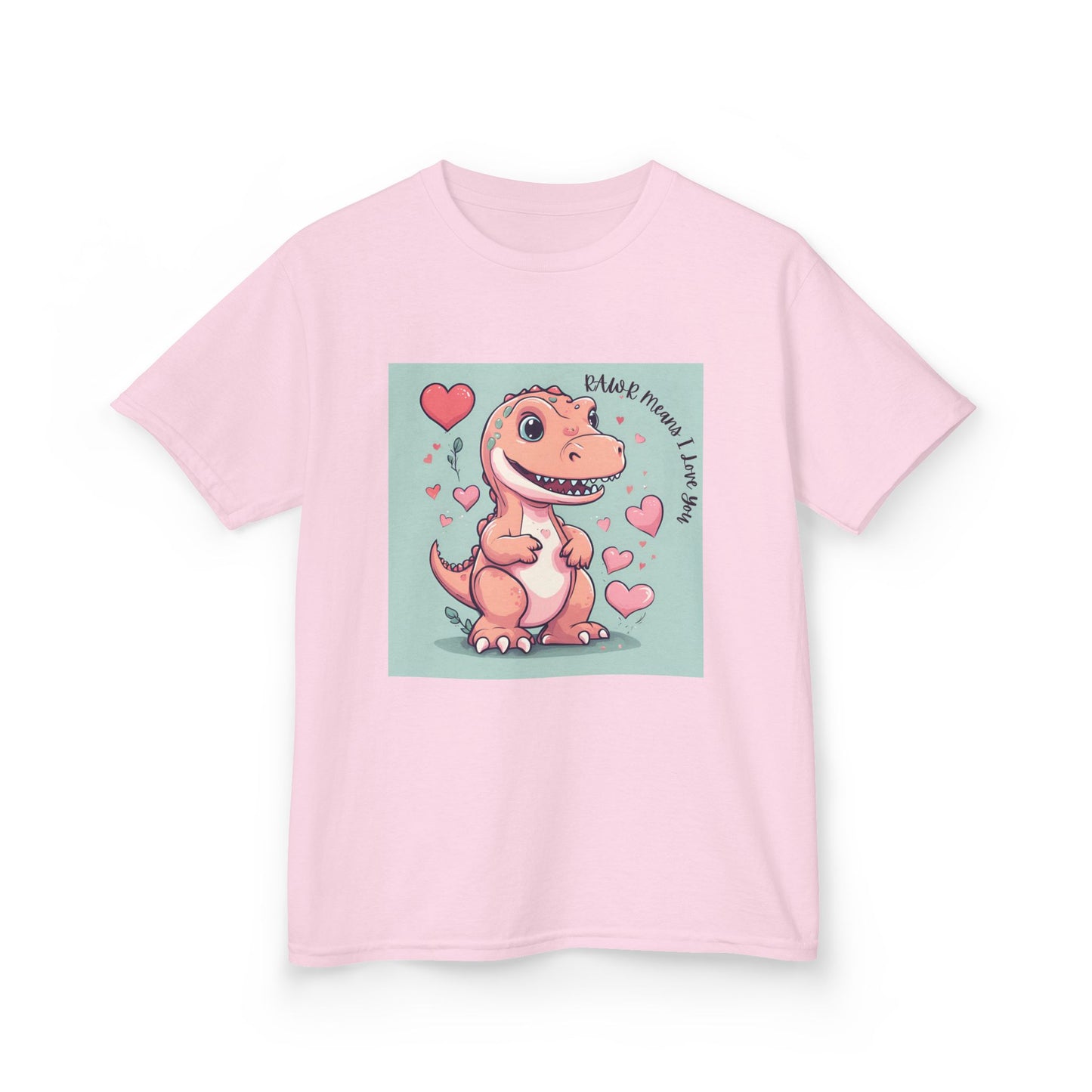 RAWR Means I LOVE YOU - Tan Dino Valentine's Kids Tee