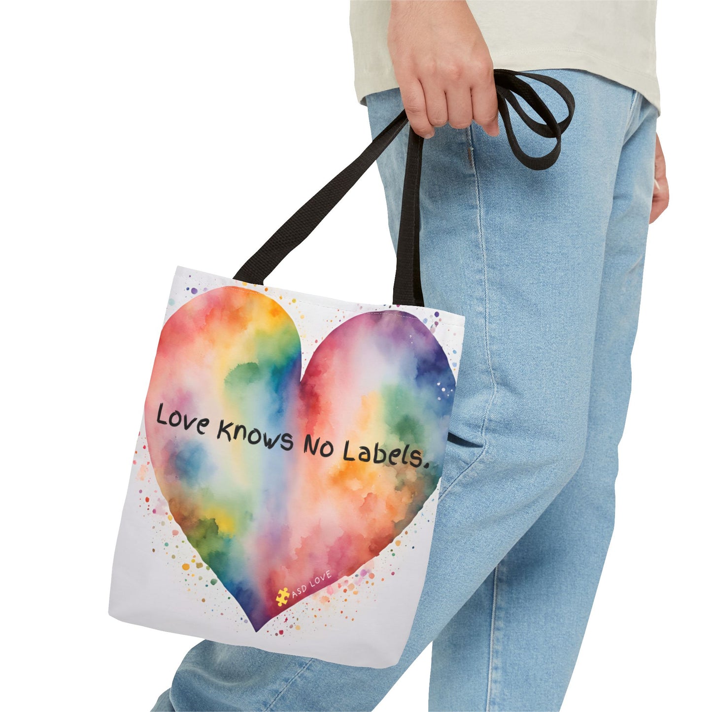 Love Knows No Labels - Big Heart Tote Bag - Show Your True Colors