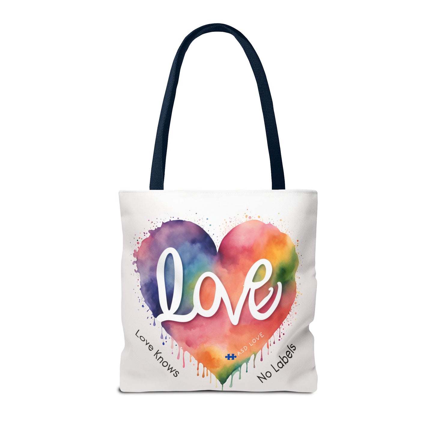 Love Knows No Labels Heart Drip Tote Bag - Show Your Pride & Inclusivity