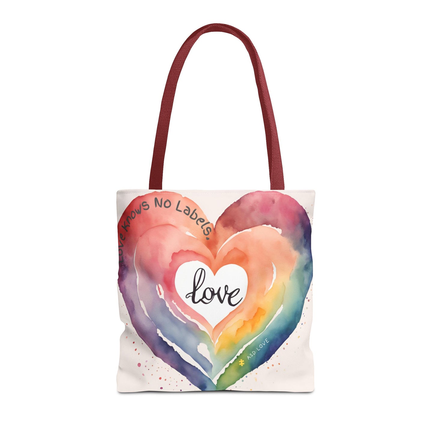 Love Knows No Labels Watercolor Heart Tote Bag - Celebrate Diversity &Unity