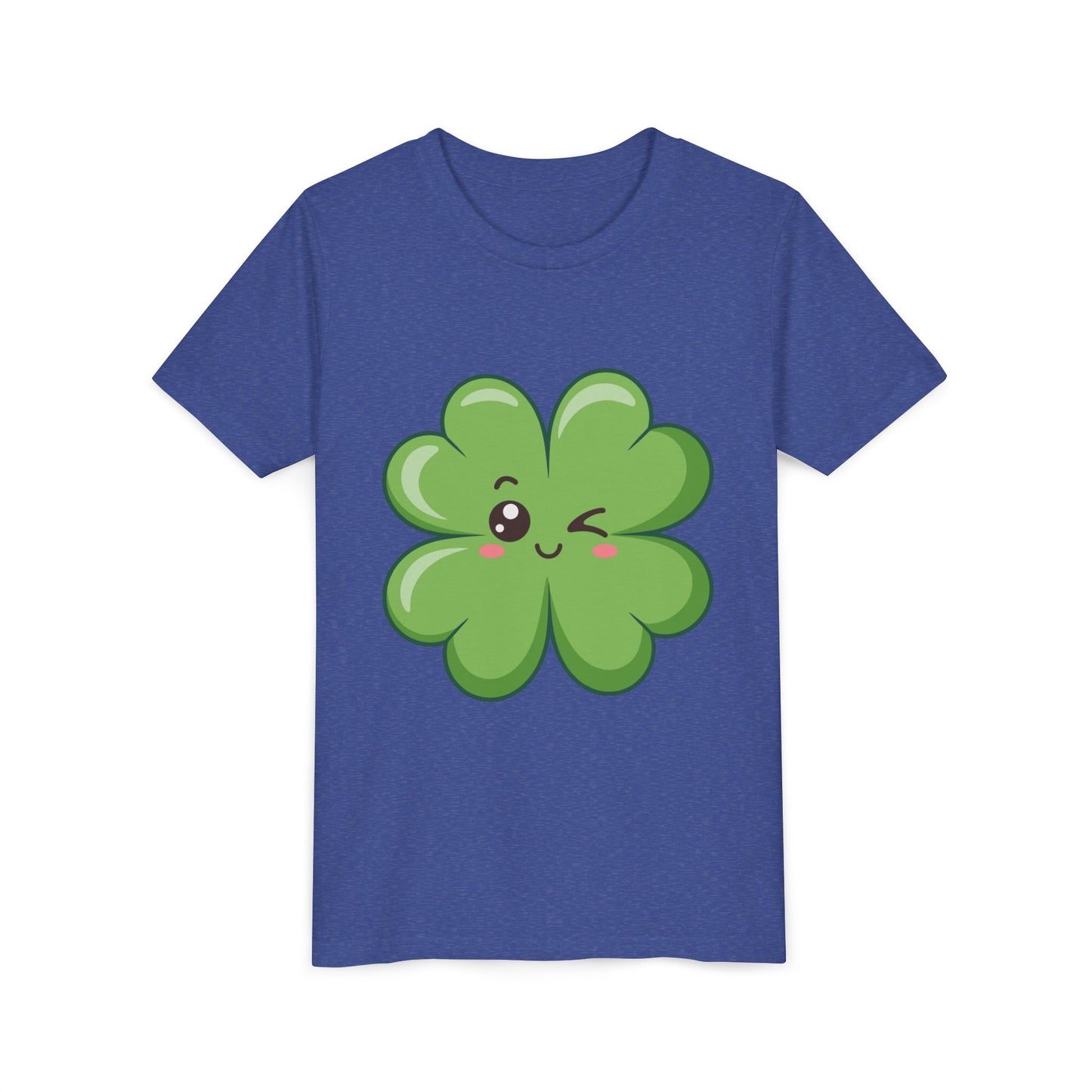Kawaii Lucky Four-Leaf Clover Youth Tee | Cute St. Patrick's Day Shirt