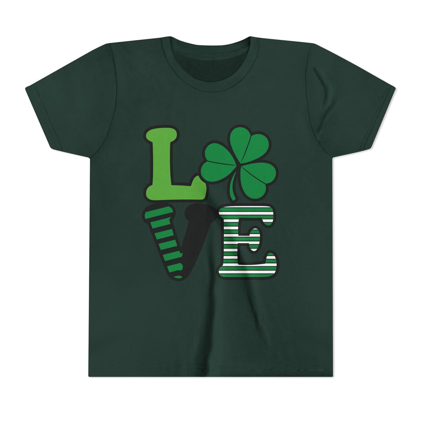 LOVE Shamrock Youth Tee | St. Patrick's Day Clover Graphic