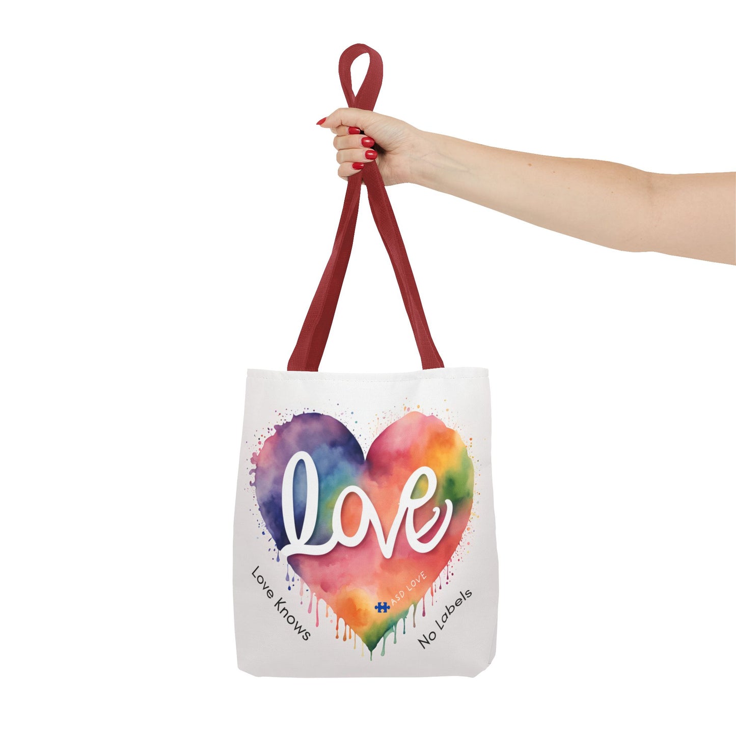 Love Knows No Labels Heart Drip Tote Bag - Show Your Pride & Inclusivity