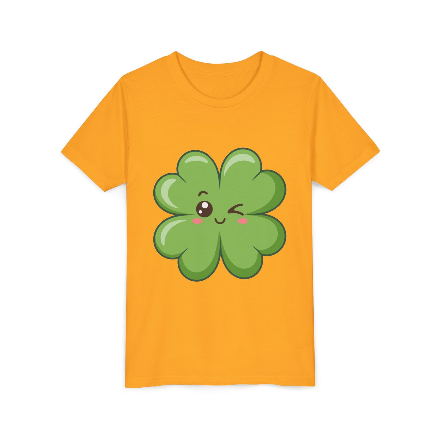 Kawaii Lucky Four-Leaf Clover Youth Tee | Cute St. Patrick's Day Shirt