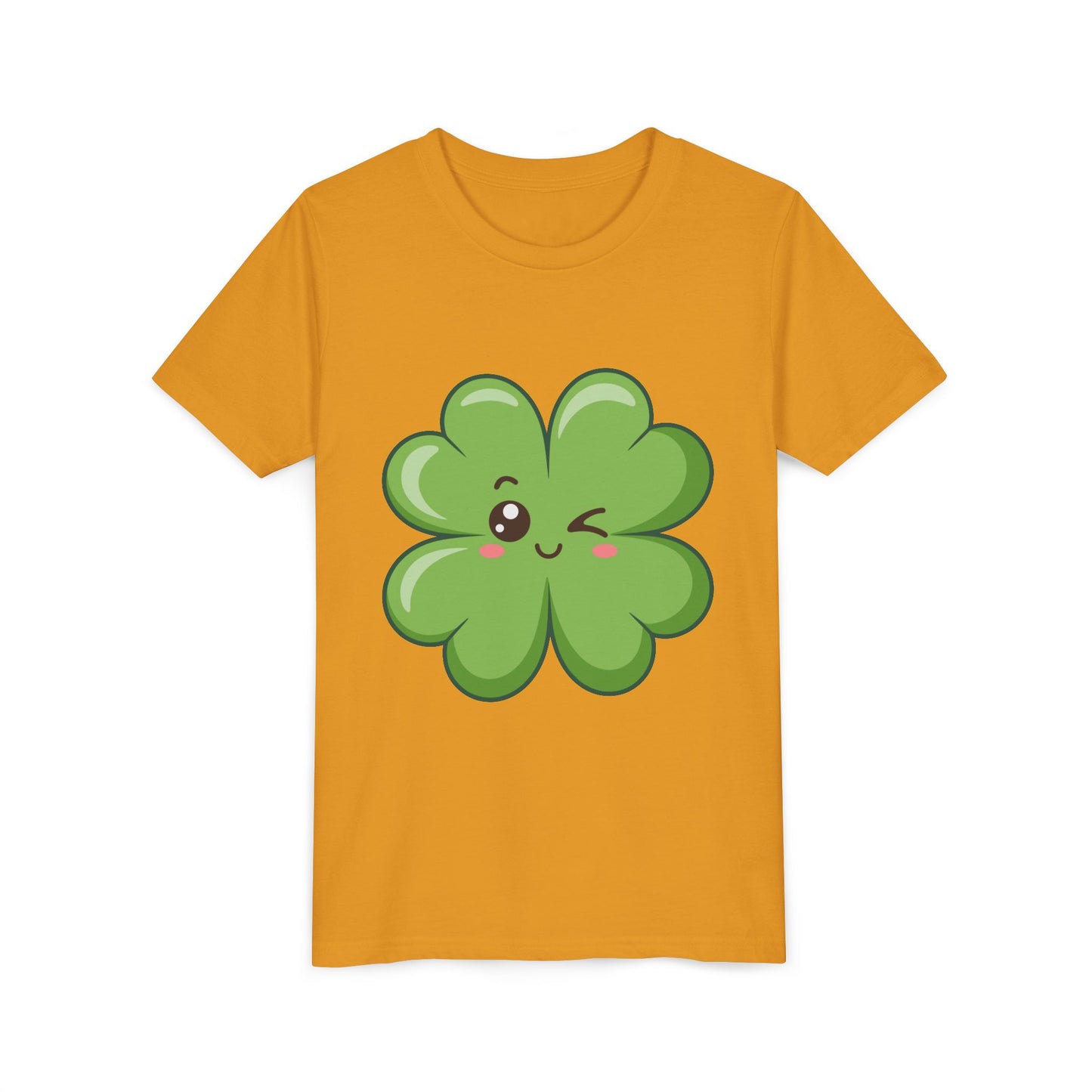 Kawaii Lucky Four-Leaf Clover Youth Tee | Cute St. Patrick's Day Shirt