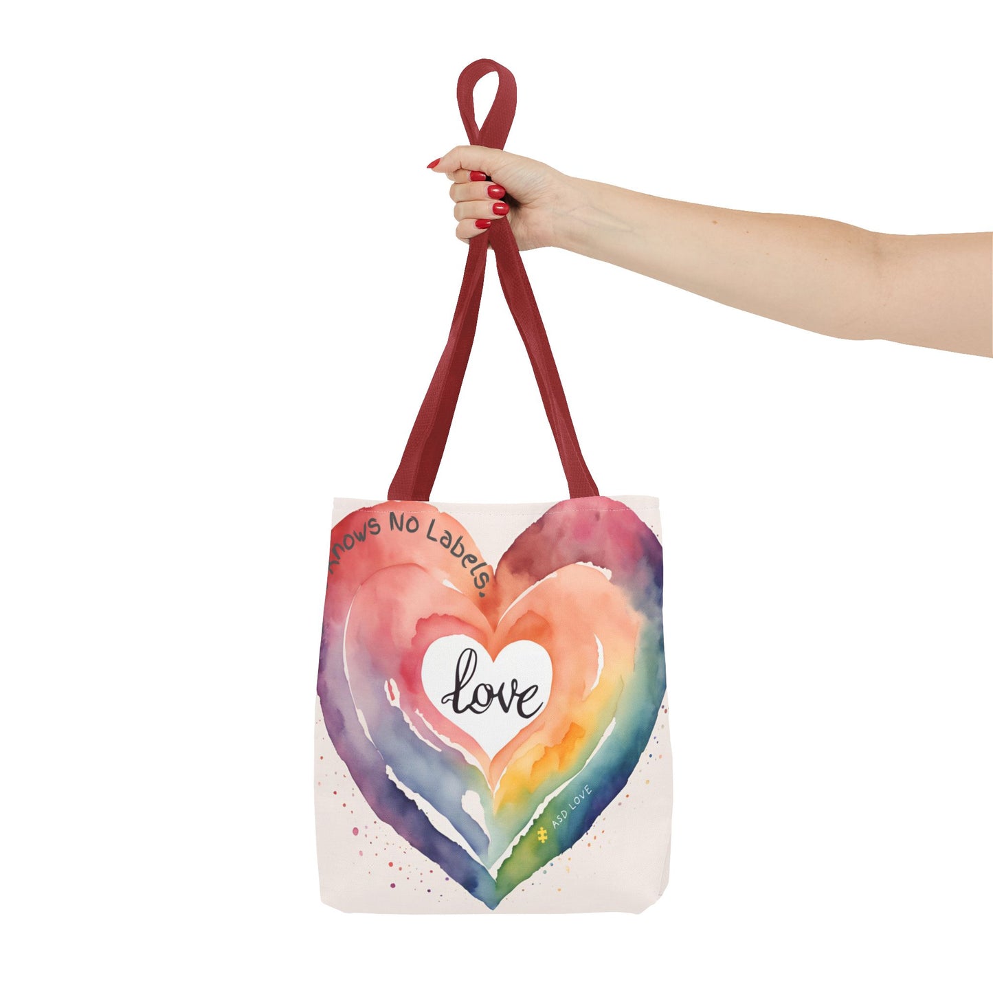 Love Knows No Labels Watercolor Heart Tote Bag - Celebrate Diversity &Unity