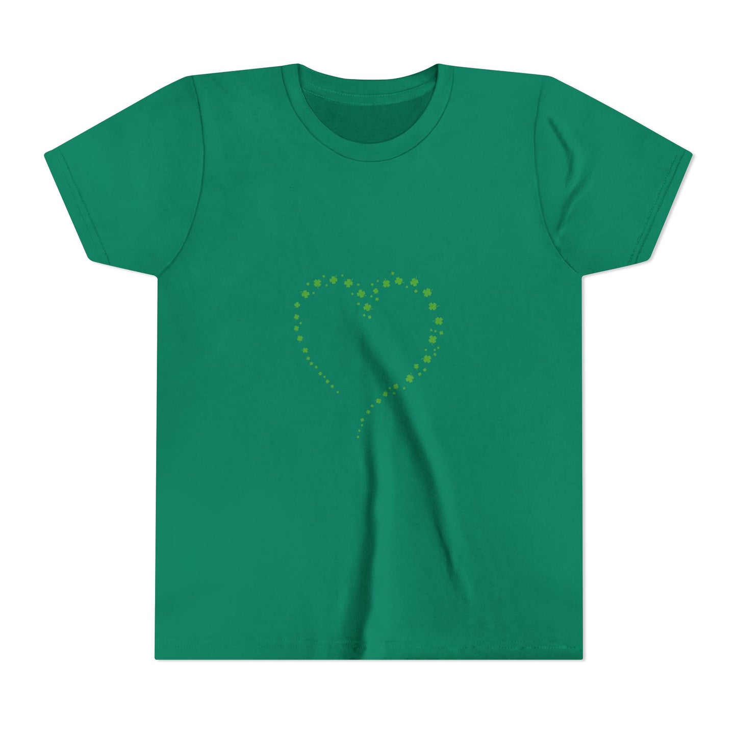 Green Heart Dotted Design Youth Tee | St. Patrick's Day Shamrock Motif