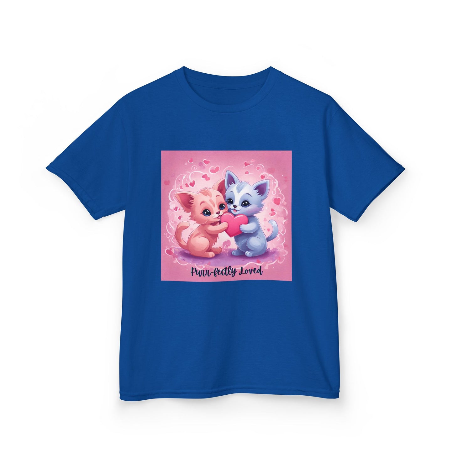 Purr-fectly Loved - Pink & Blue Kittens Valentine's Kids Tee