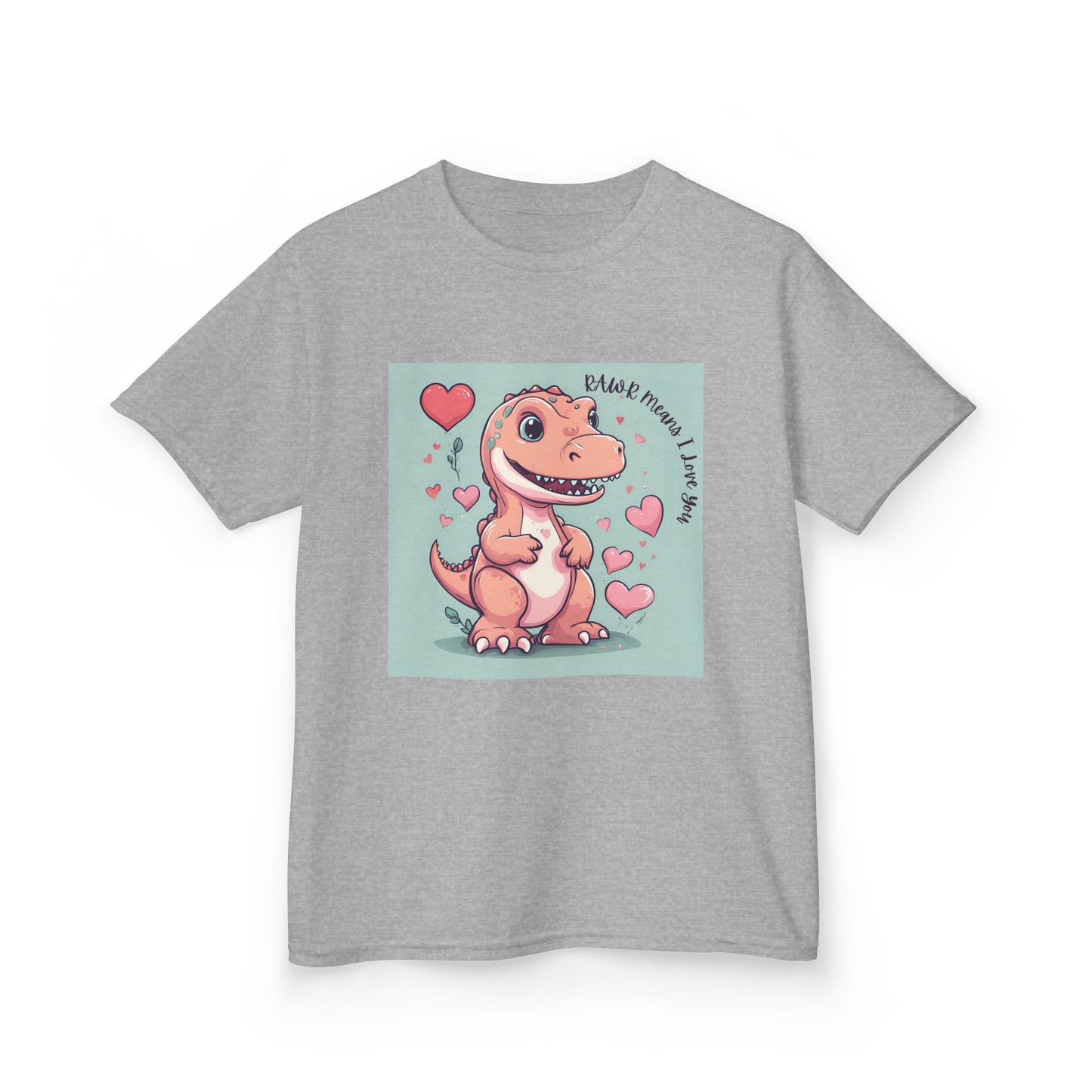 RAWR Means I LOVE YOU - Tan Dino Valentine's Kids Tee
