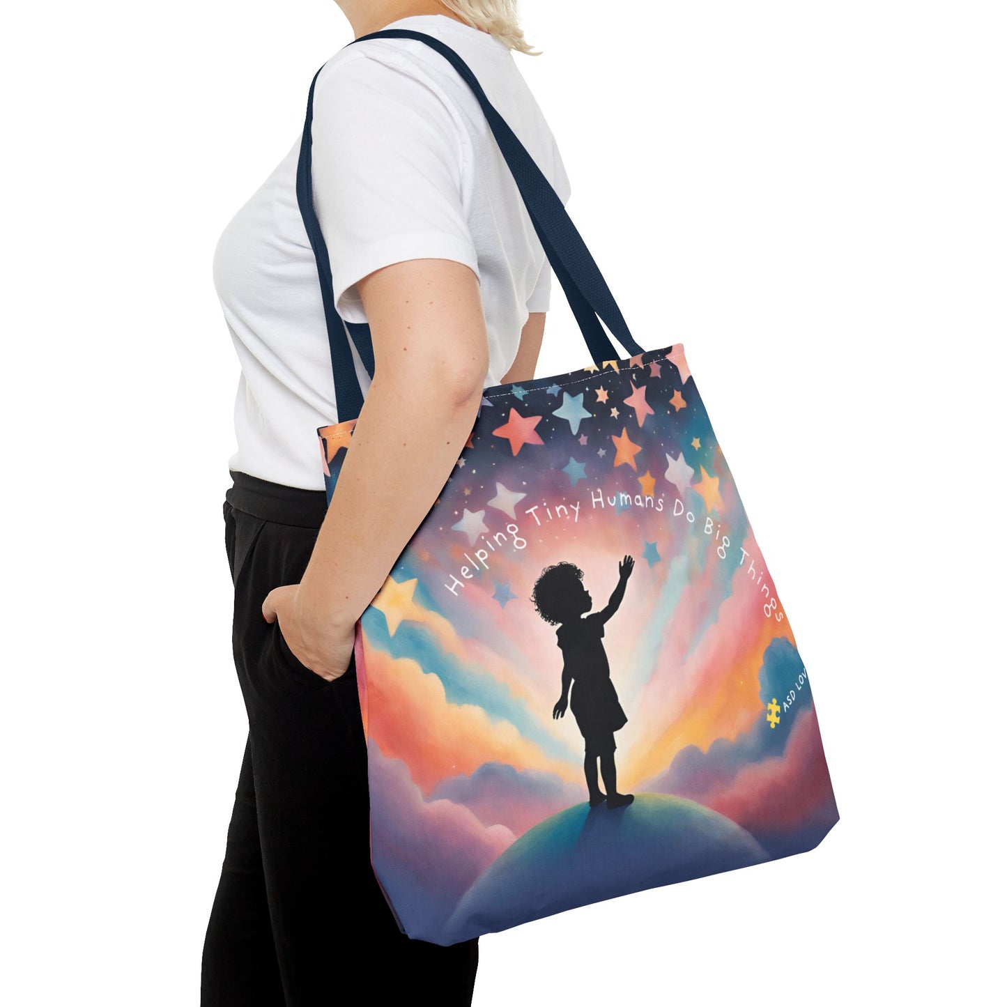 Helping Tiny Humans Do Big Things Tote - Inspiring Kids to Reach for the Stars