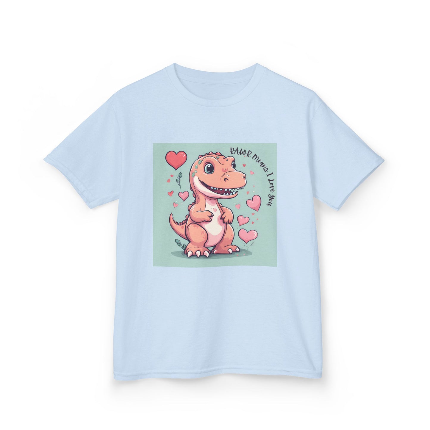 RAWR Means I LOVE YOU - Tan Dino Valentine's Kids Tee