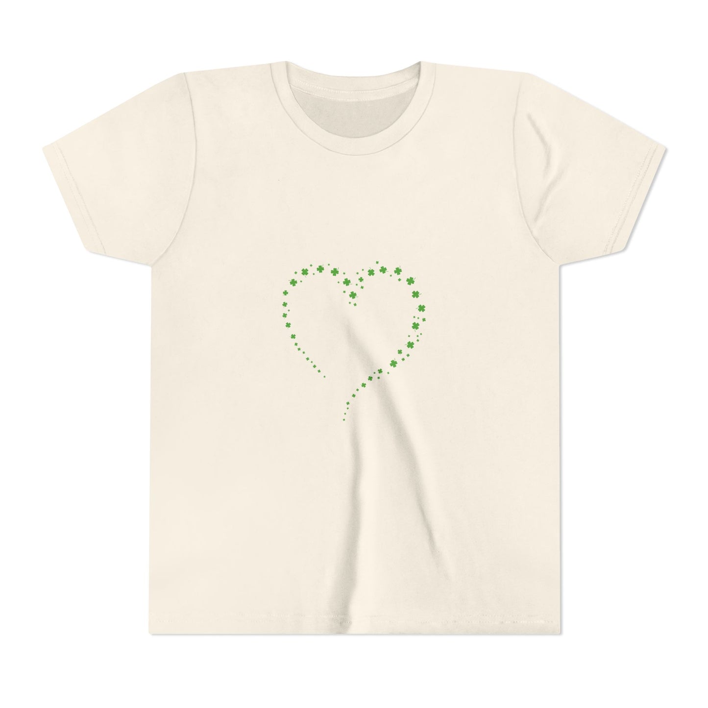 Green Heart Dotted Design Youth Tee | St. Patrick's Day Shamrock Motif