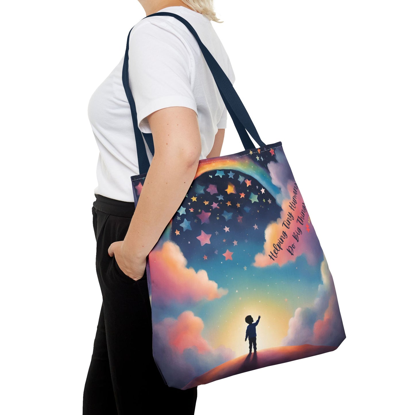 Helping Tiny Humans Do Big Things Tote - Inspiring Kids to Reach for the Stars