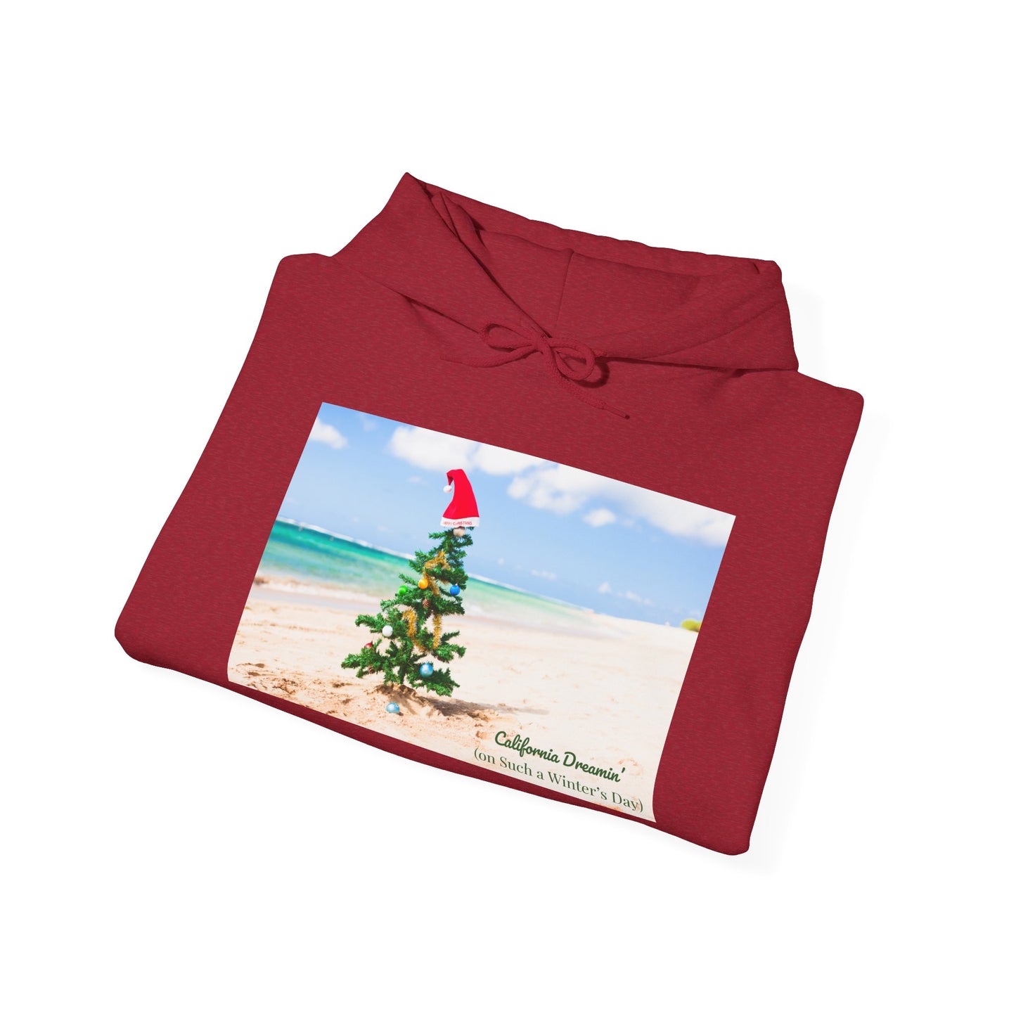California Dreamin (on Such a Winter's Day) Hoodie - Featuring Santa Tree on the Beach