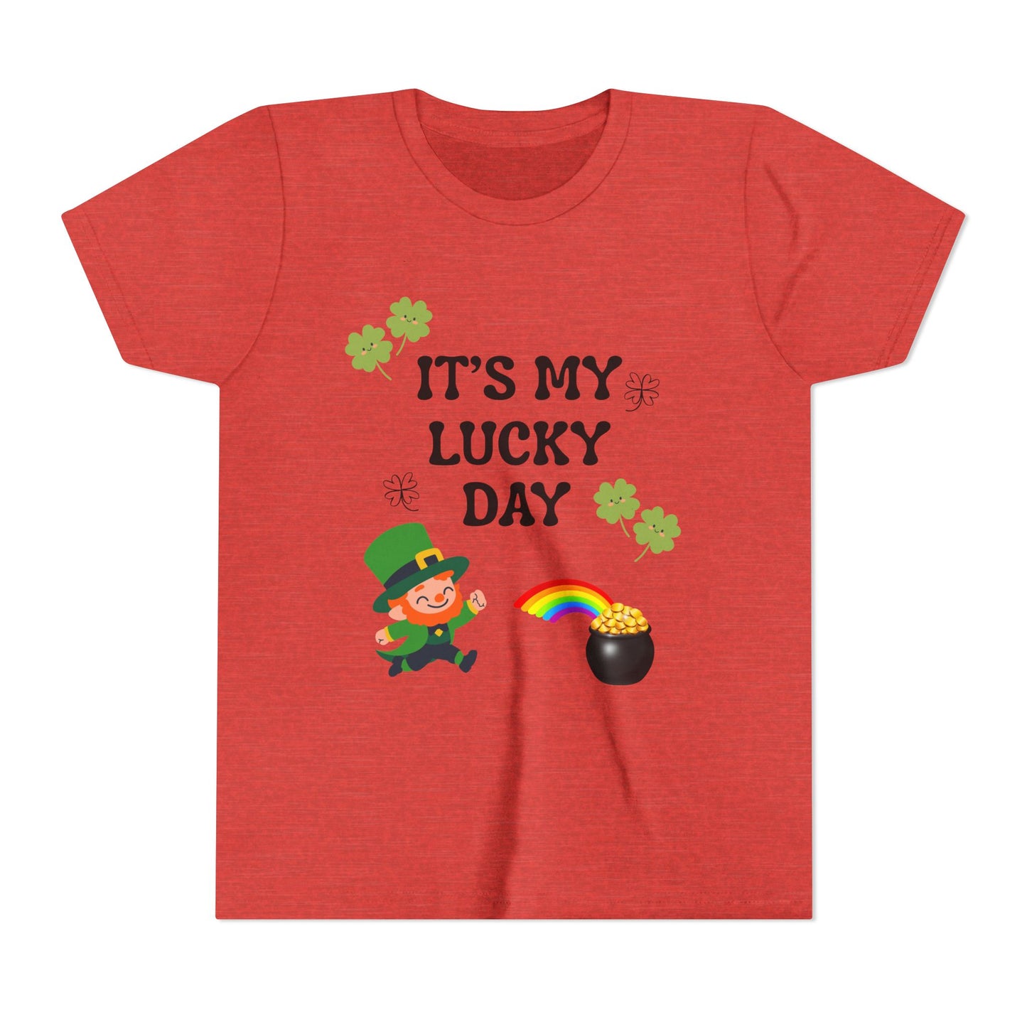 It's My Lucky Day Youth Tee | St. Patrick's Day Leprechaun, Shamrocks, Rainbow Pot of Gold