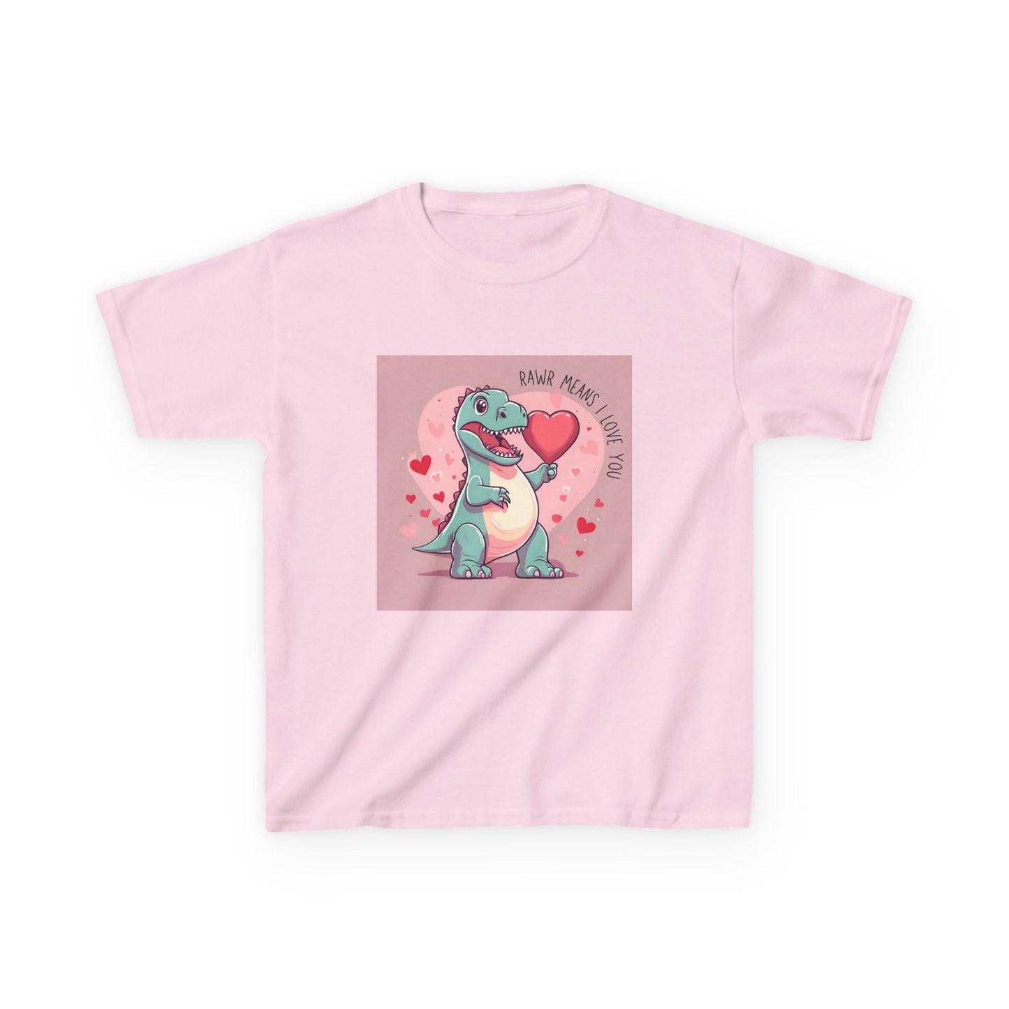 RAWR Means I LOVE YOU - Blue Dino Valentine's Kids Tee