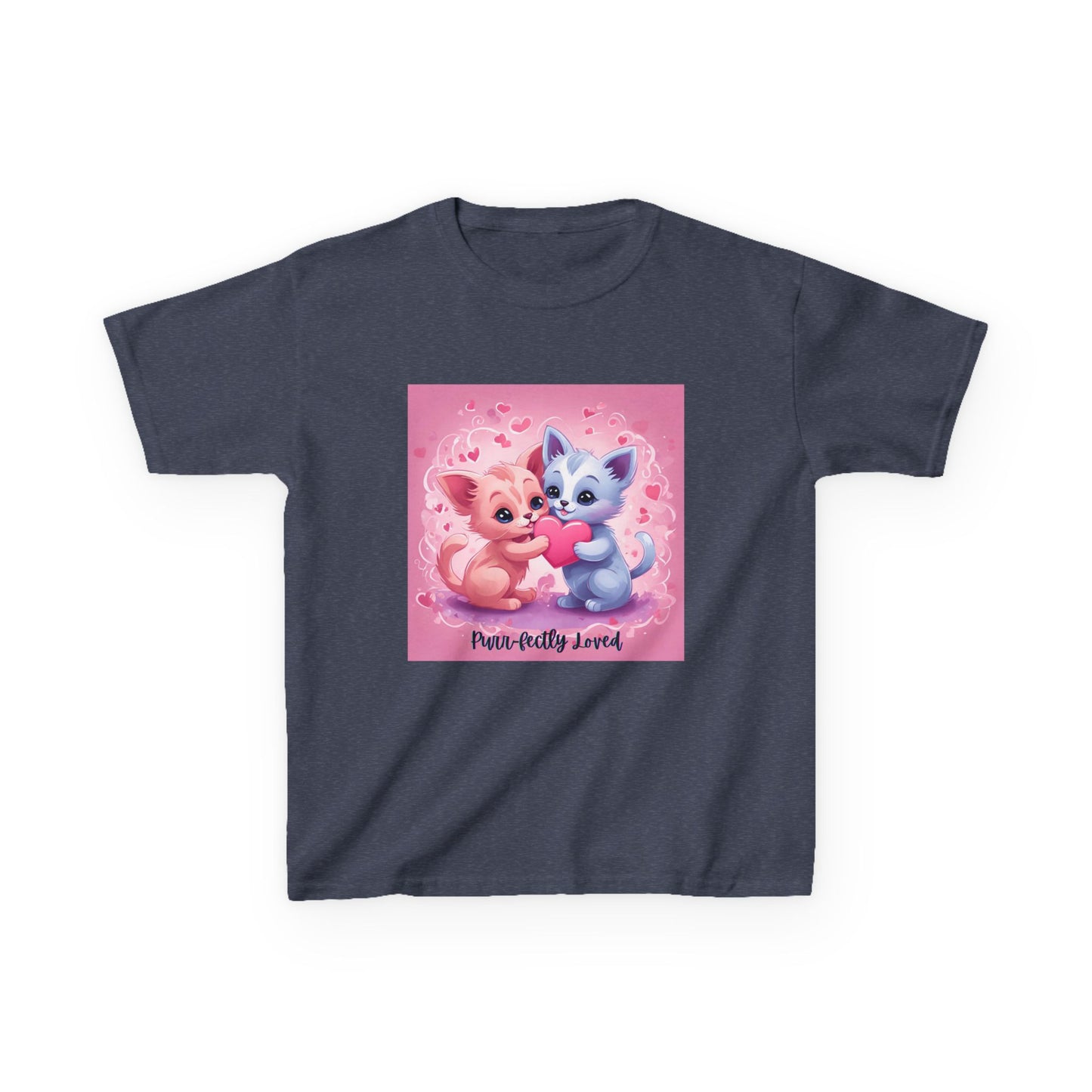 Purr-fectly Loved - Pink & Blue Kittens Valentine's Kids Tee