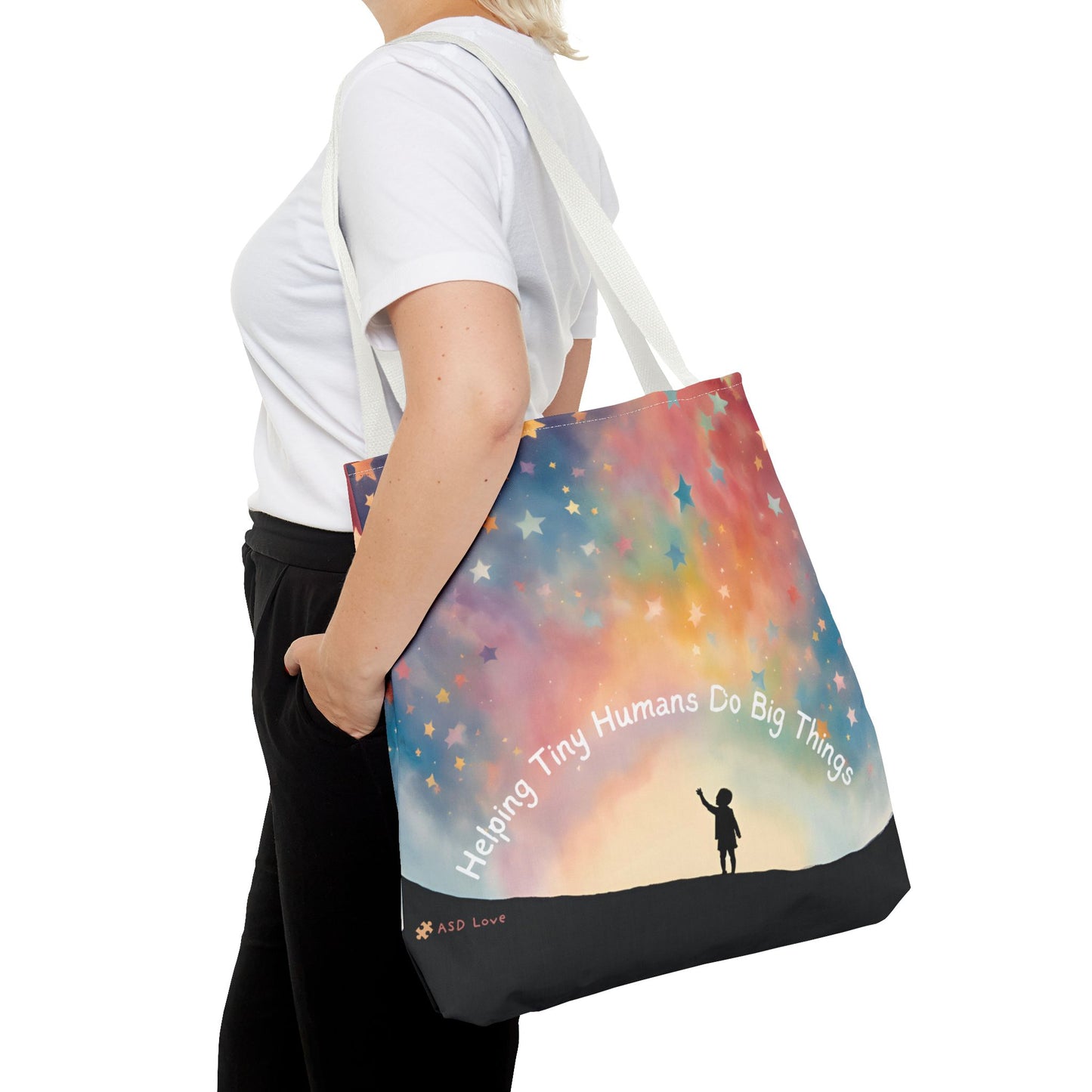 Helping Tiny Humans Do Big Things Tote - Inspiring Kids to Reach for the Stars