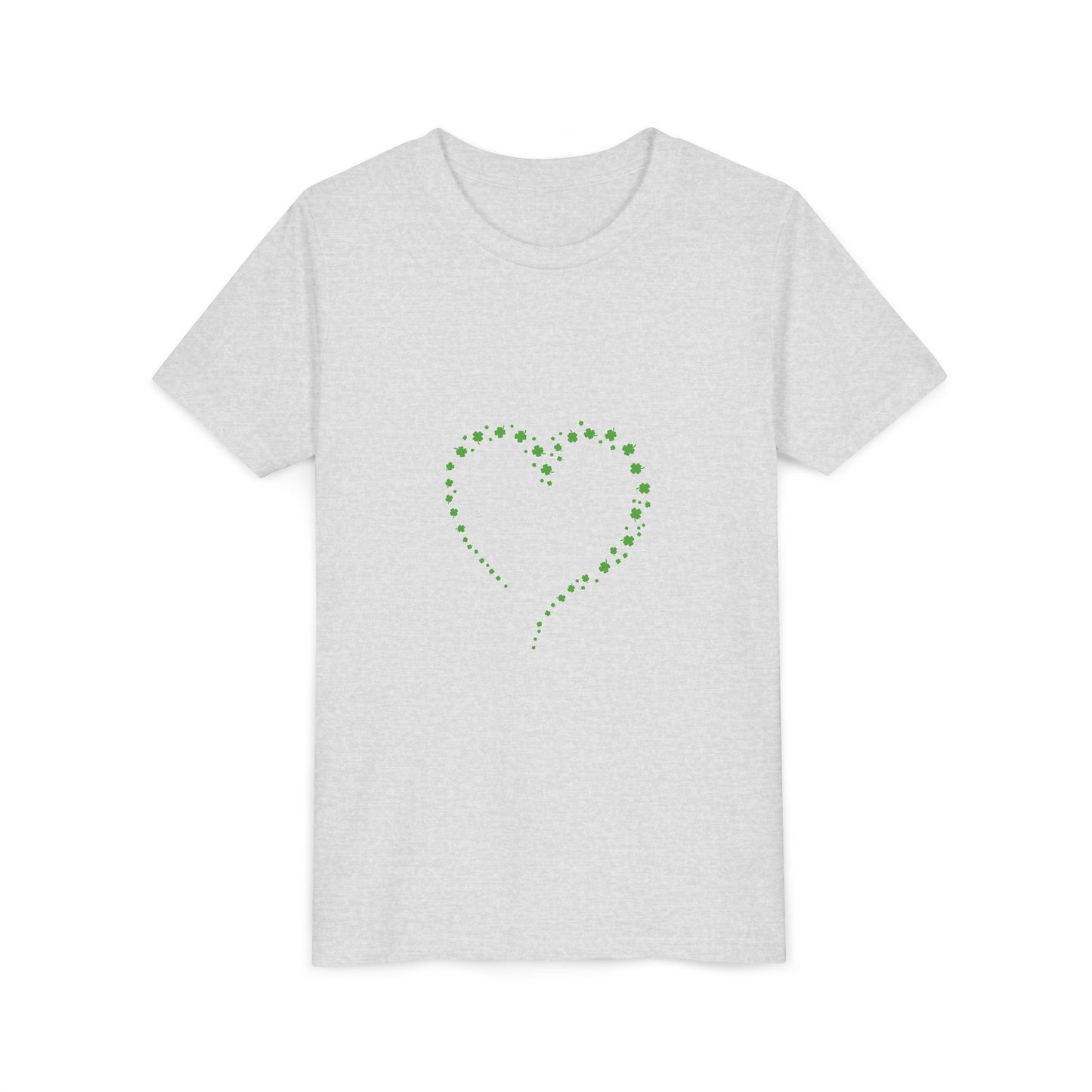 Green Heart Dotted Design Youth Tee | St. Patrick's Day Shamrock Motif