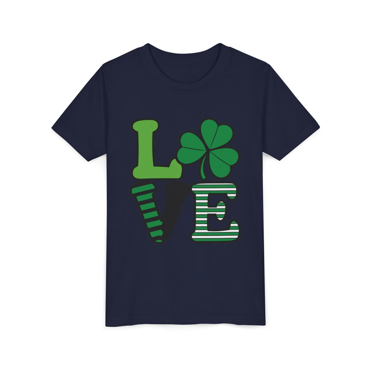 LOVE Shamrock Youth Tee | St. Patrick's Day Clover Graphic
