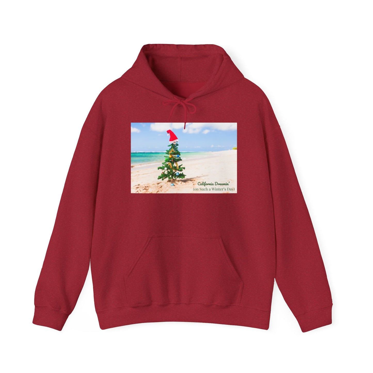 California Dreamin (on Such a Winter's Day) Hoodie - Featuring Santa Tree on the Beach