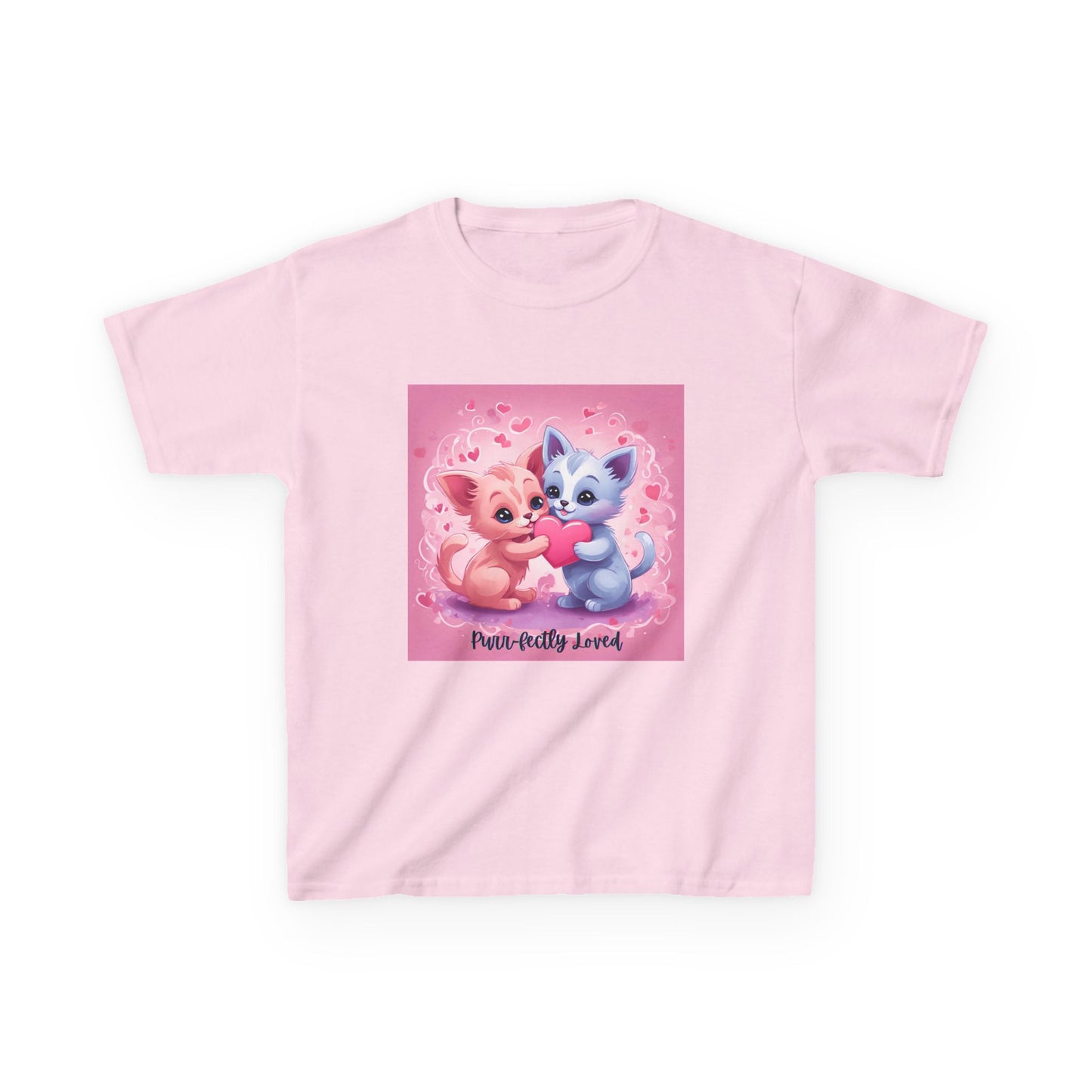Purr-fectly Loved - Pink & Blue Kittens Valentine's Kids Tee
