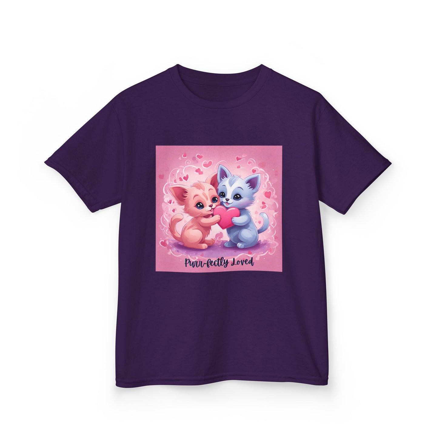 Purr-fectly Loved - Pink & Blue Kittens Valentine's Kids Tee