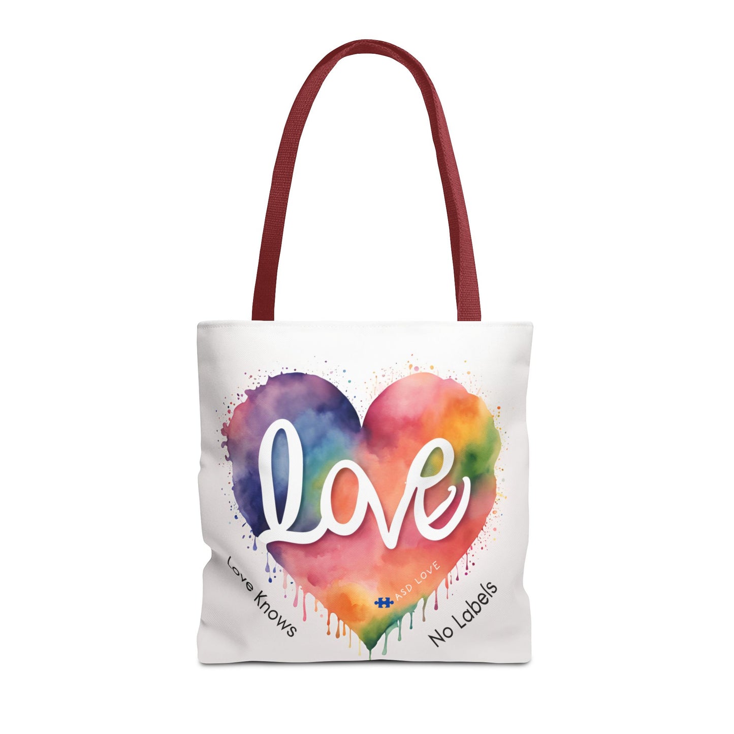 Love Knows No Labels Heart Drip Tote Bag - Show Your Pride & Inclusivity