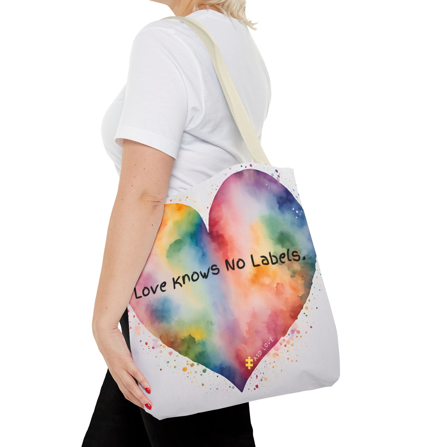 Love Knows No Labels - Big Heart Tote Bag - Show Your True Colors