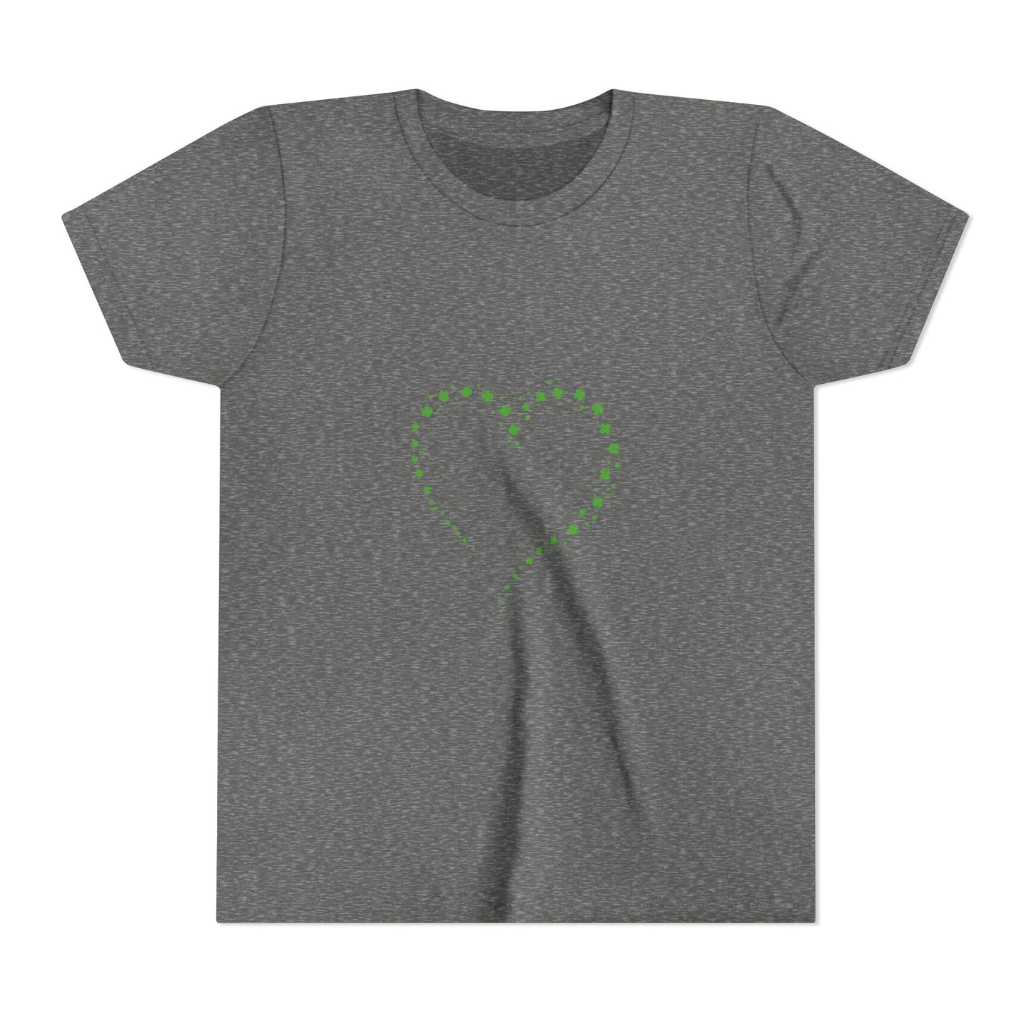 Green Heart Dotted Design Youth Tee | St. Patrick's Day Shamrock Motif