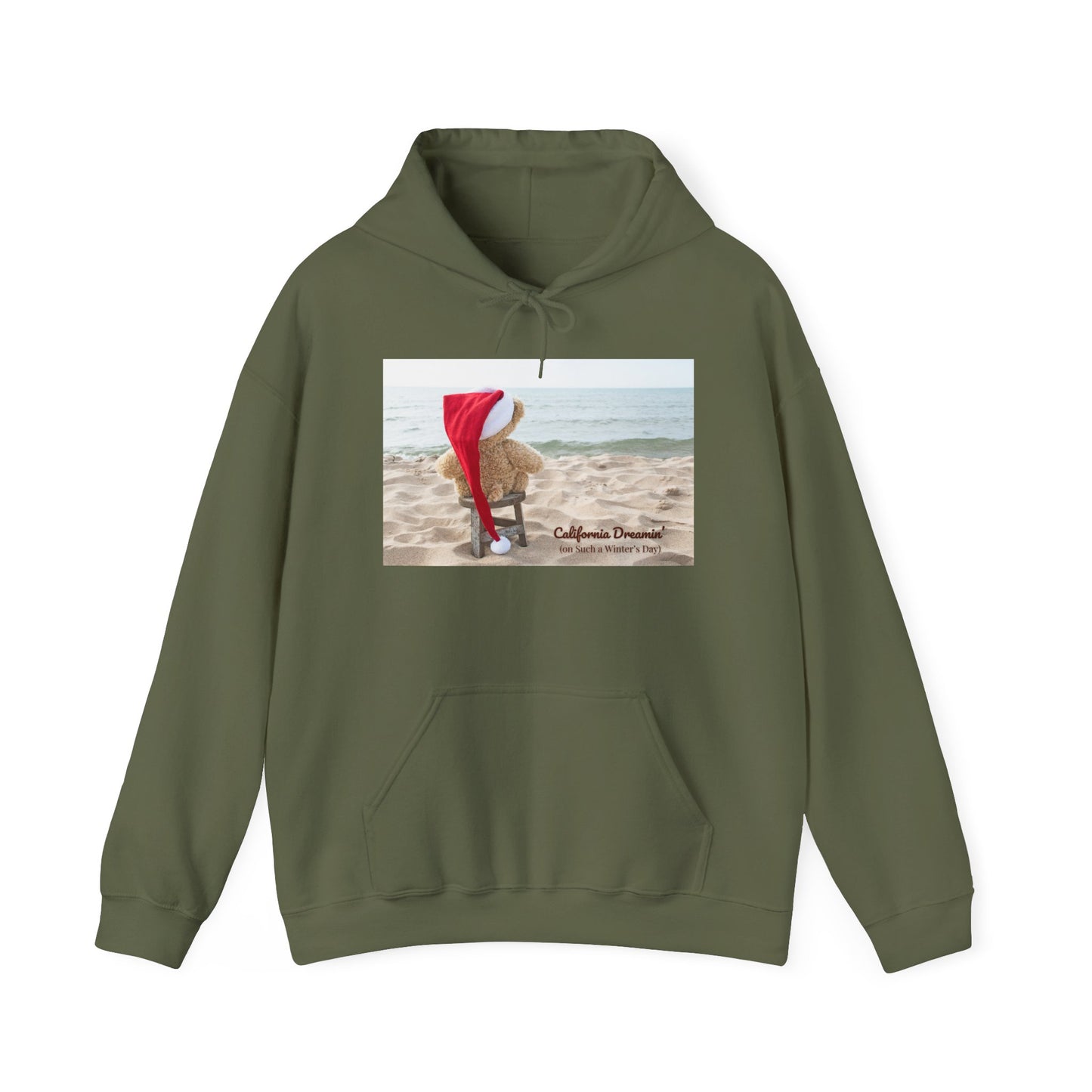 California Christmas Hoodie | Santa Bear on the Beach | Cozy Winter Hoodie | Funny Holiday Sweatshirt | West Coast Xmas Gift