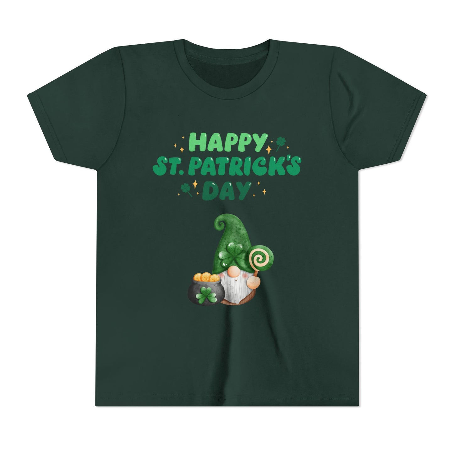 Happy St. Patrick's Day Gnome Youth Tee | Shamrock, Pot of Gold