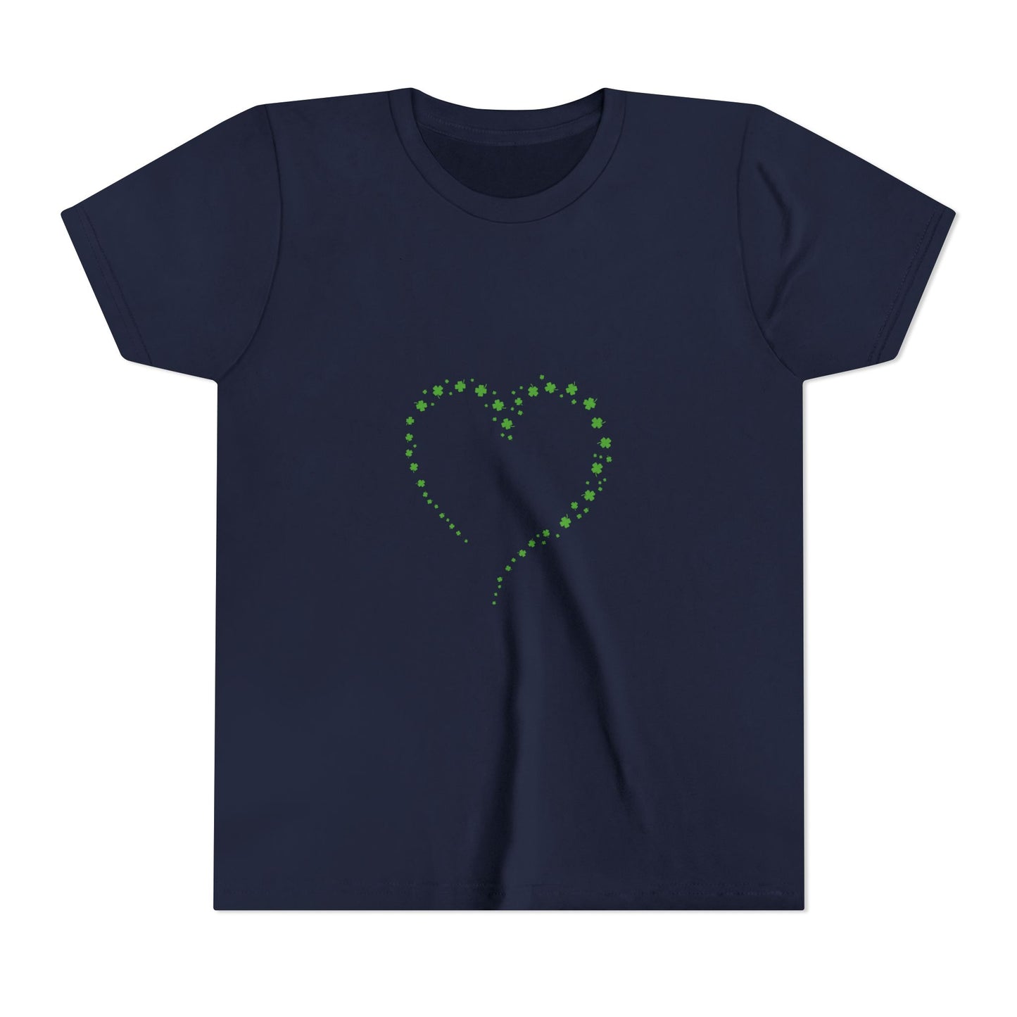 Green Heart Dotted Design Youth Tee | St. Patrick's Day Shamrock Motif