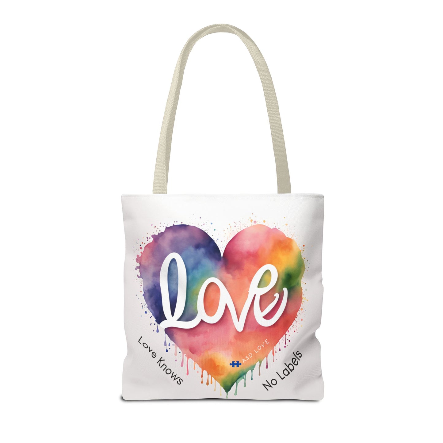 Love Knows No Labels Heart Drip Tote Bag - Show Your Pride & Inclusivity