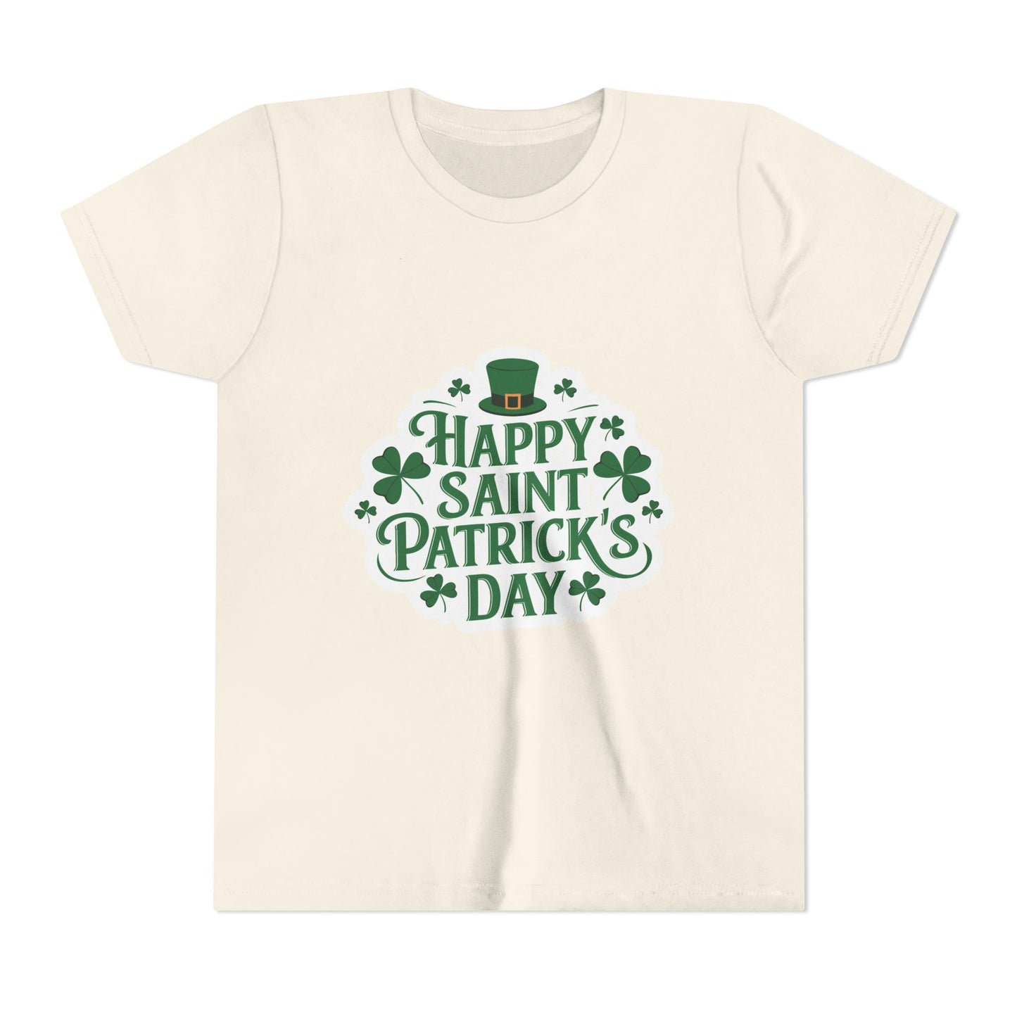Happy Saint Patrick's Day Youth Tee | Shamrocks, Leprechaun Hat
