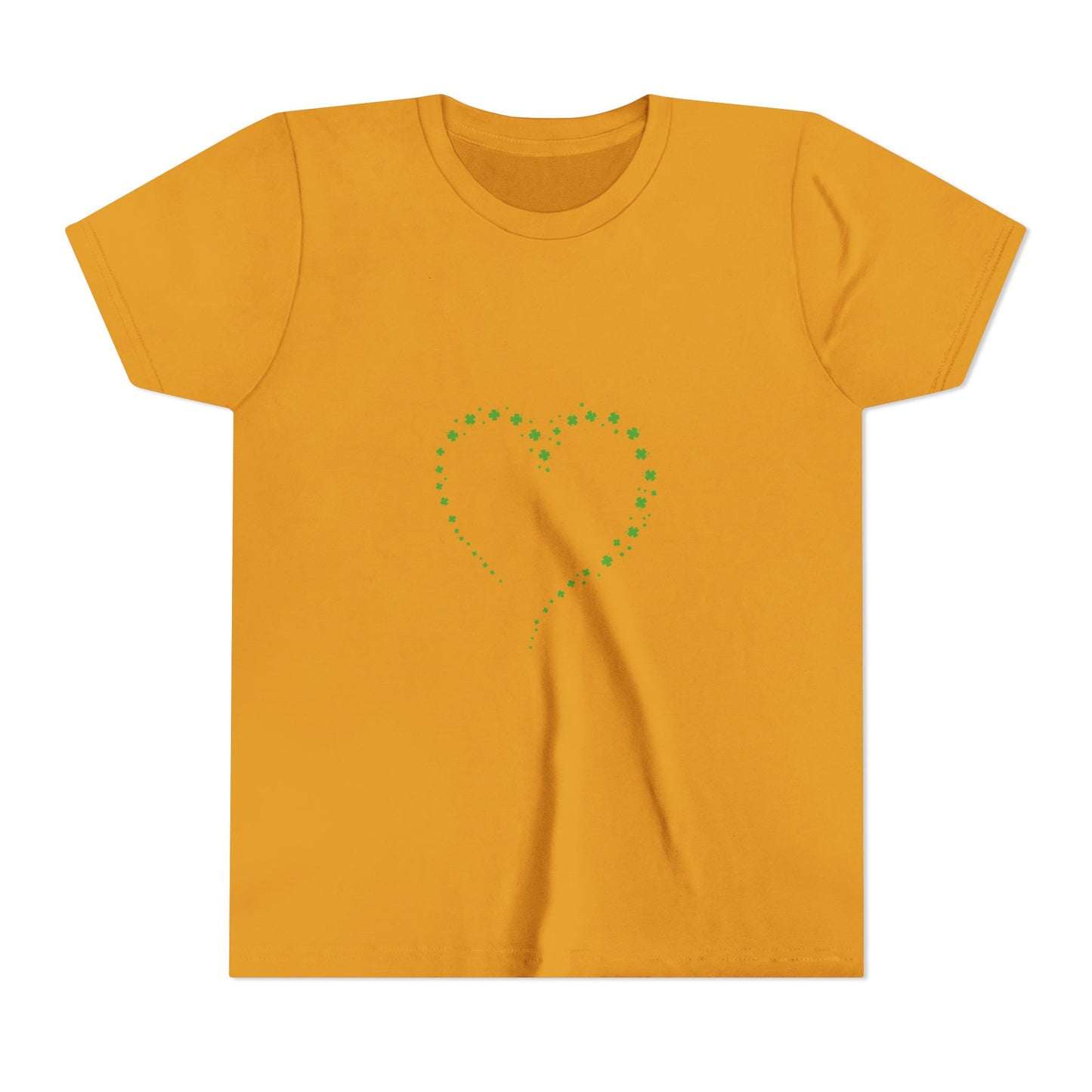 Green Heart Dotted Design Youth Tee | St. Patrick's Day Shamrock Motif