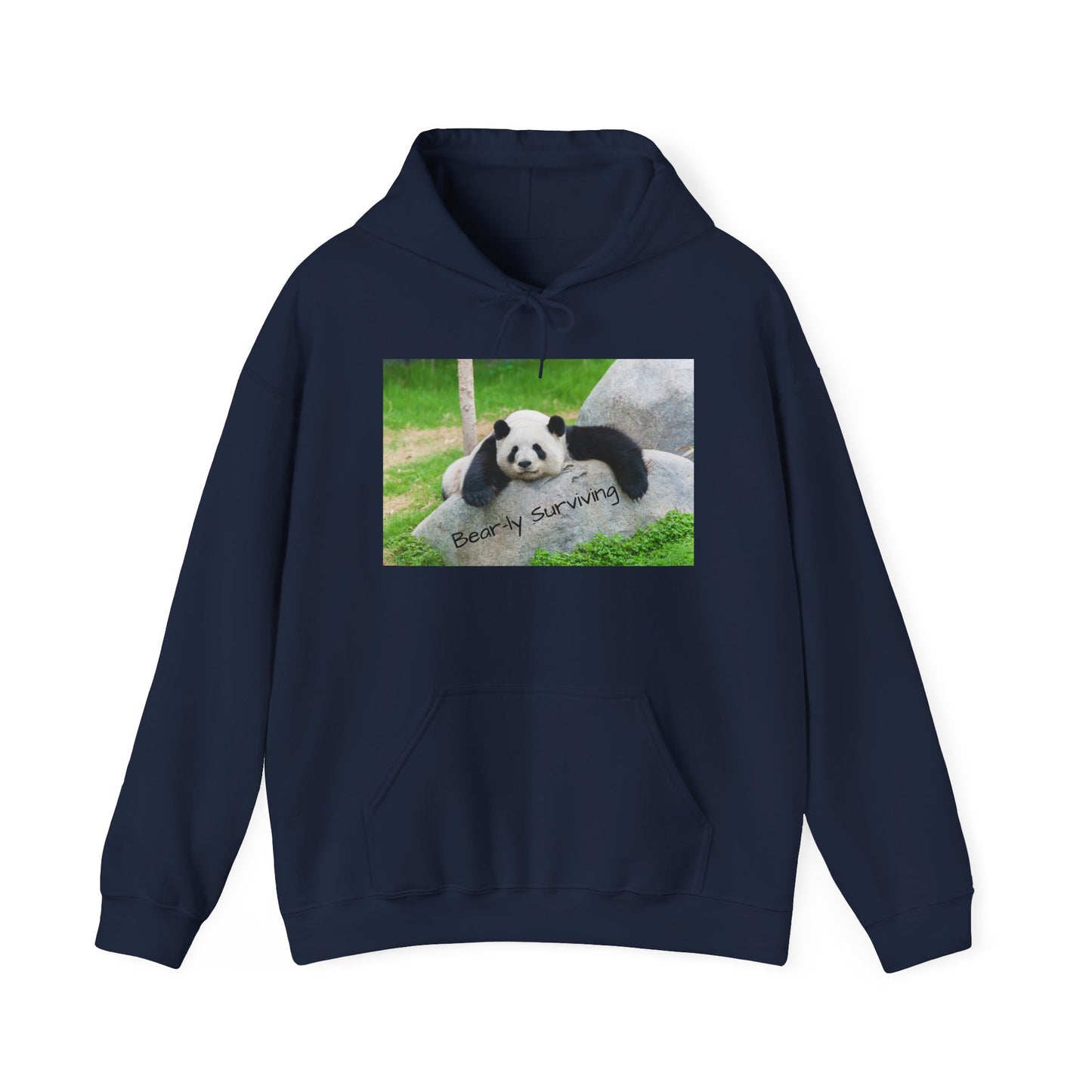 Funny Panda Hoodie | Bear-ly Surviving Sweatshirt | Lazy Mood Cozy Hoodie | Mental Health Humor Gift | Unisex Loungewear | Panda Lover