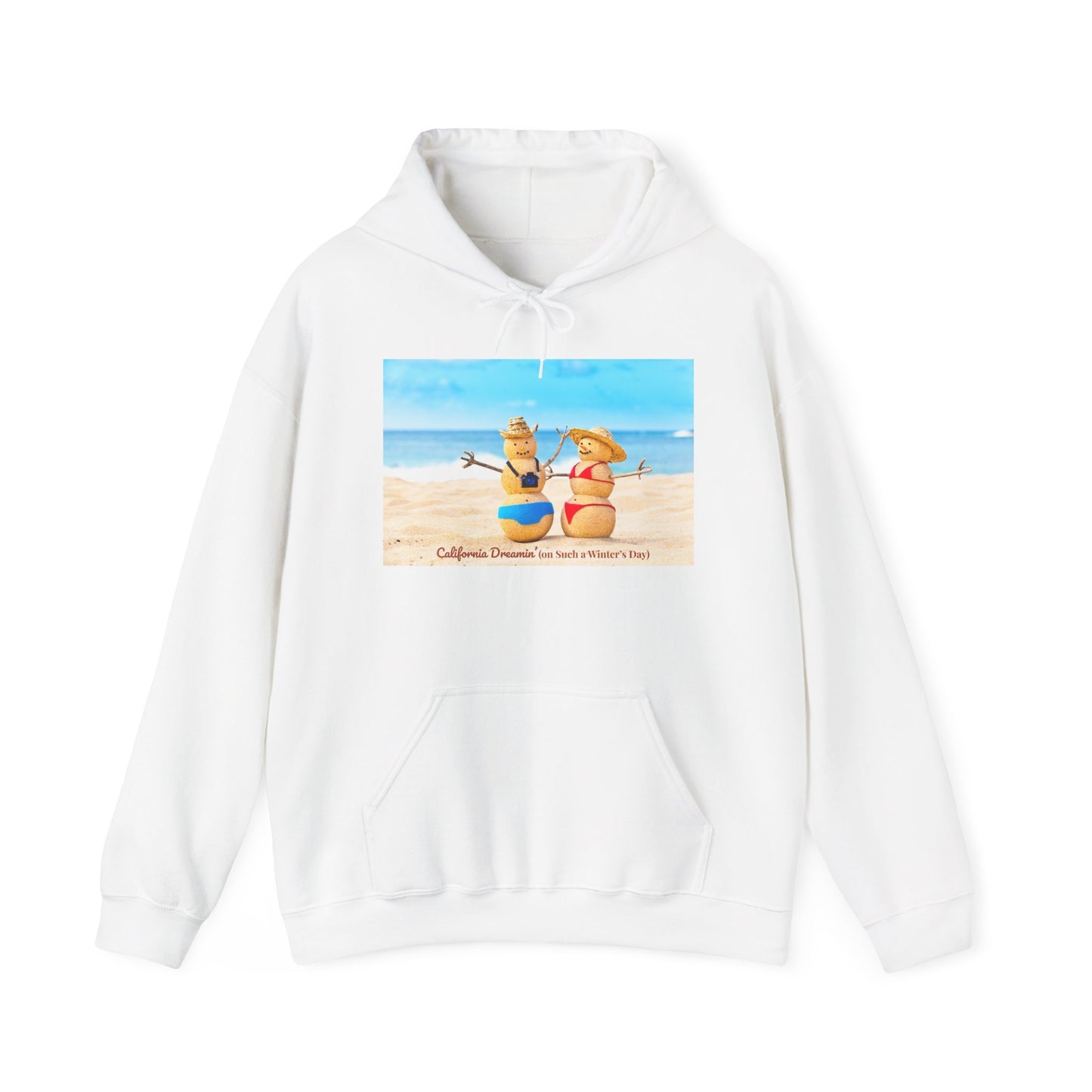Funny Christmas Beach Hoodie | Mr. & Mrs. Sand Snowman | California Holiday Sweatshirt | Warm Coastal Gift | Unisex Winter Hoodie